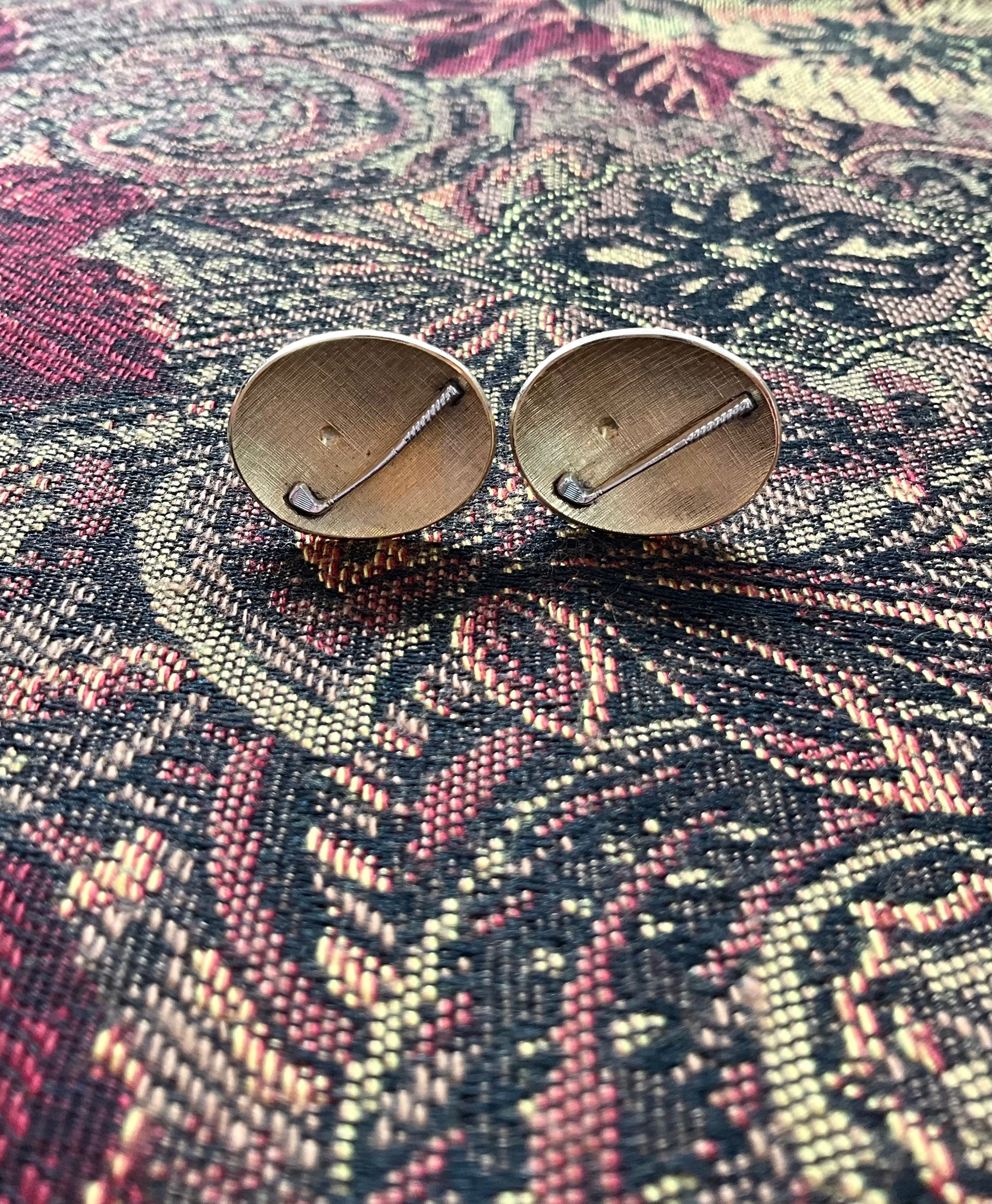 Vintage Gold Tone Novelty Golf Club Cuff Links 