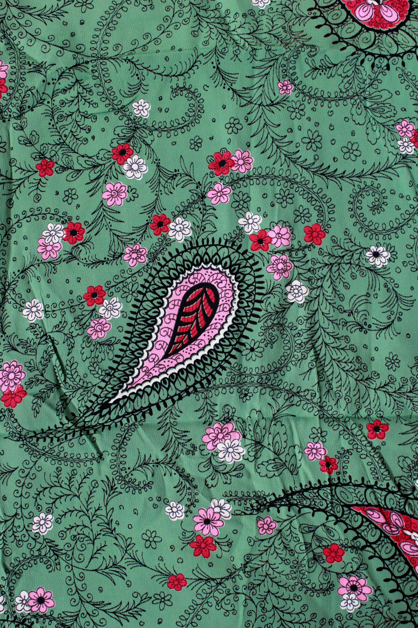 Vintage 1940s Paisley Rayon In Green And Pink Tones,  4.3 yards