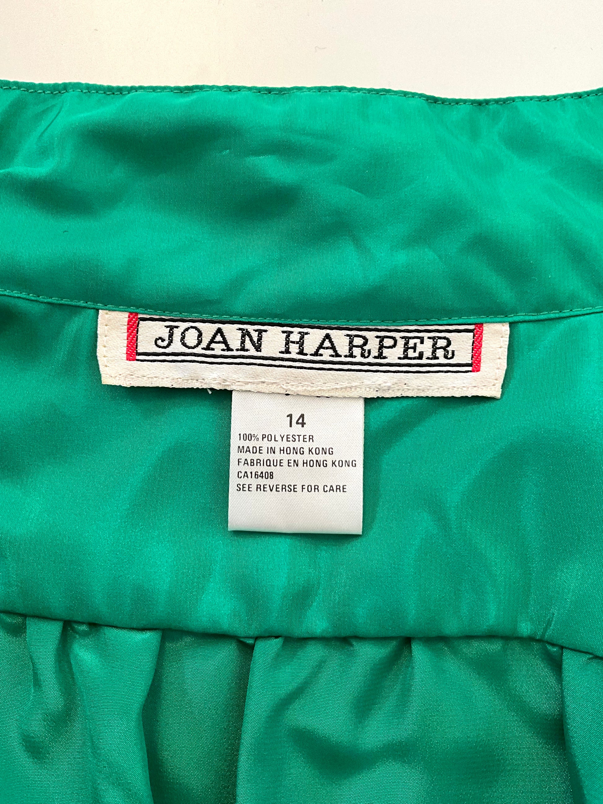 Vintage 1980s Shamrock Green Satin Pleated Bomber Style Blouse, Large 