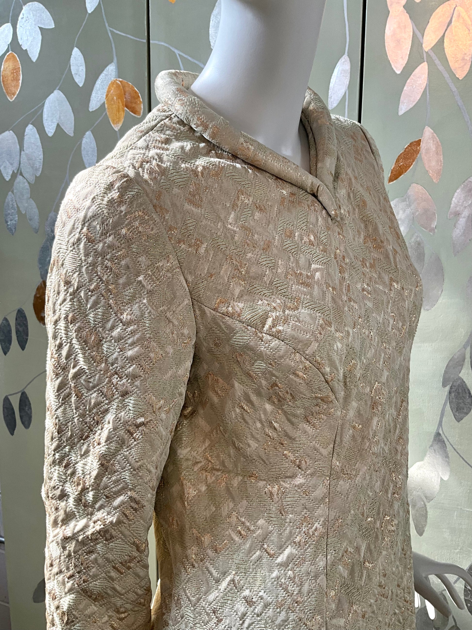Vintage 1960s Green Metallic Long Sleeve A-Line Dress, Medium Vintage 1960s Green Metallic Long Sleeve A-Line Dress, Medium