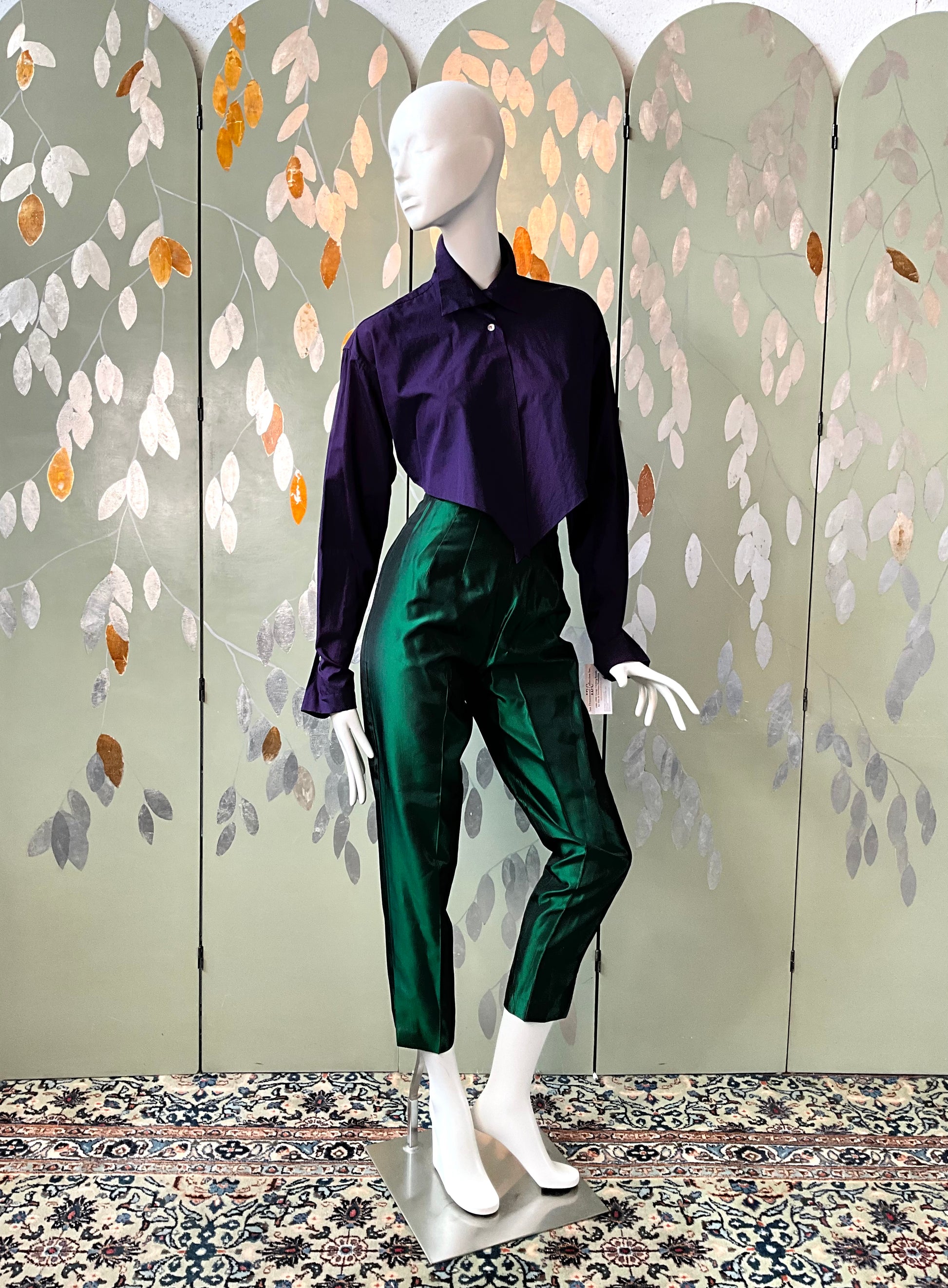 Vintage 1990s Emerald Green Cigarette Pants, Small 