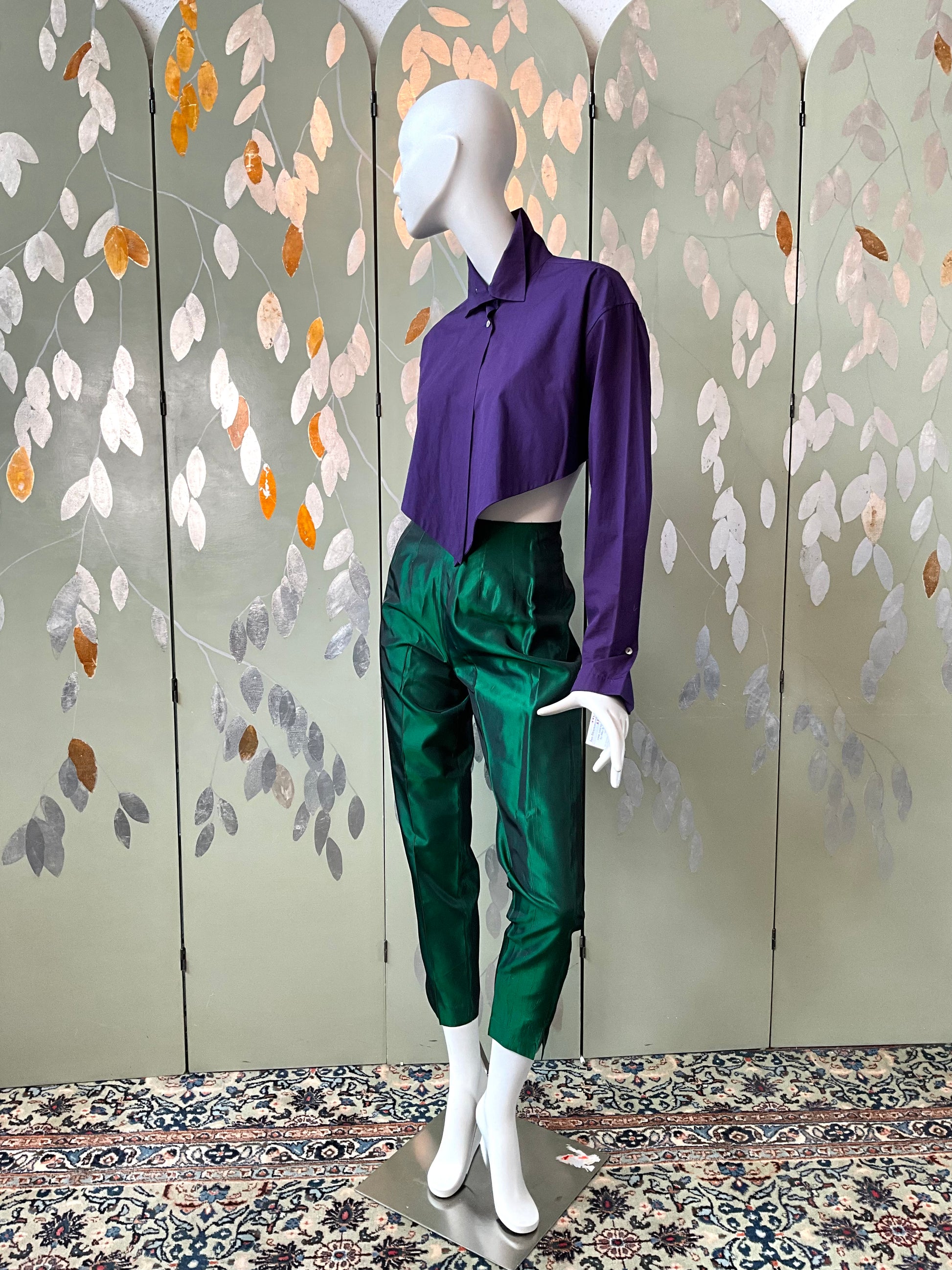 Vintage 1990s Emerald Green Cigarette Pants, Small 