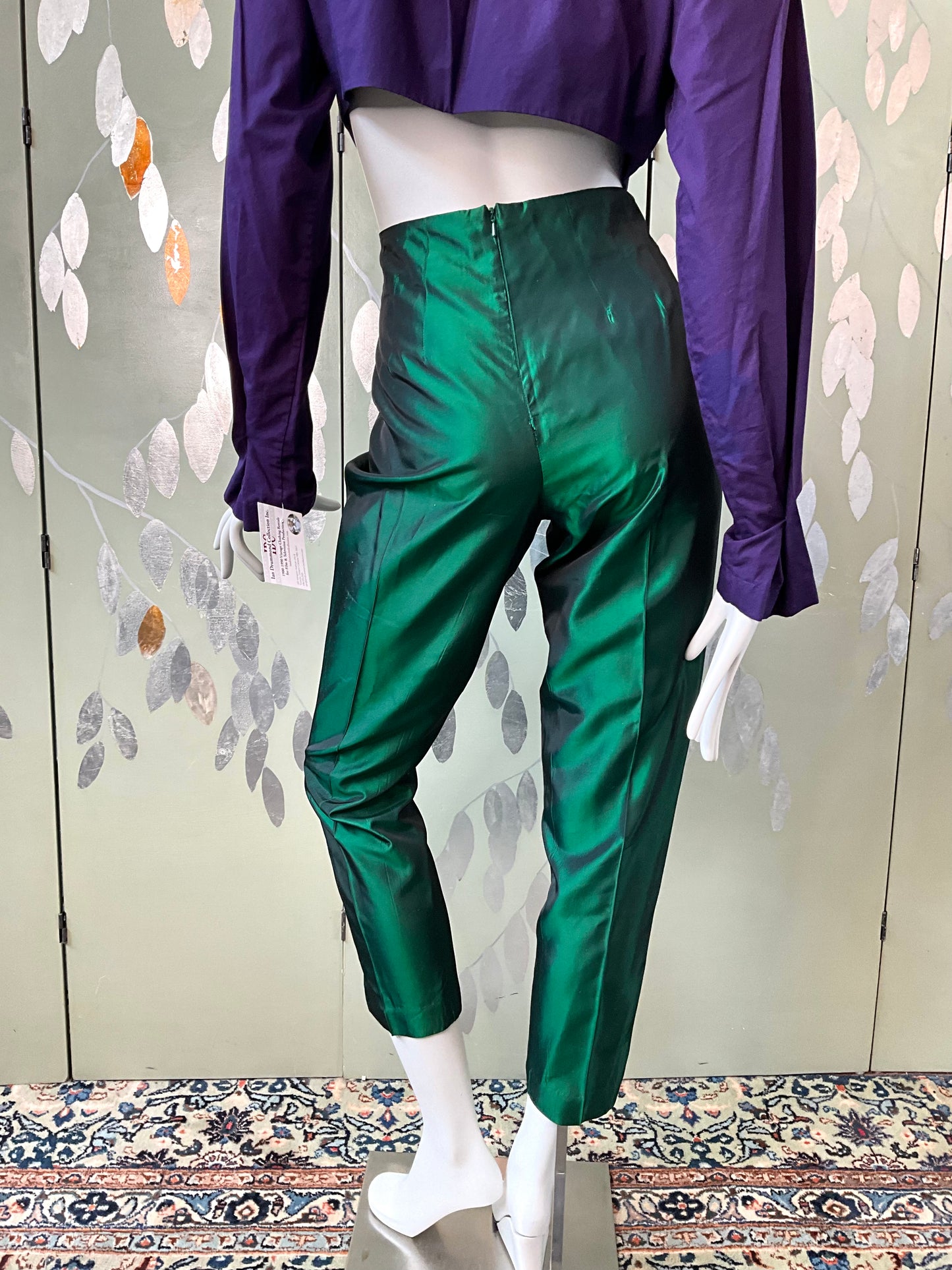 Vintage 1990s Emerald Green Cigarette Pants, Small 