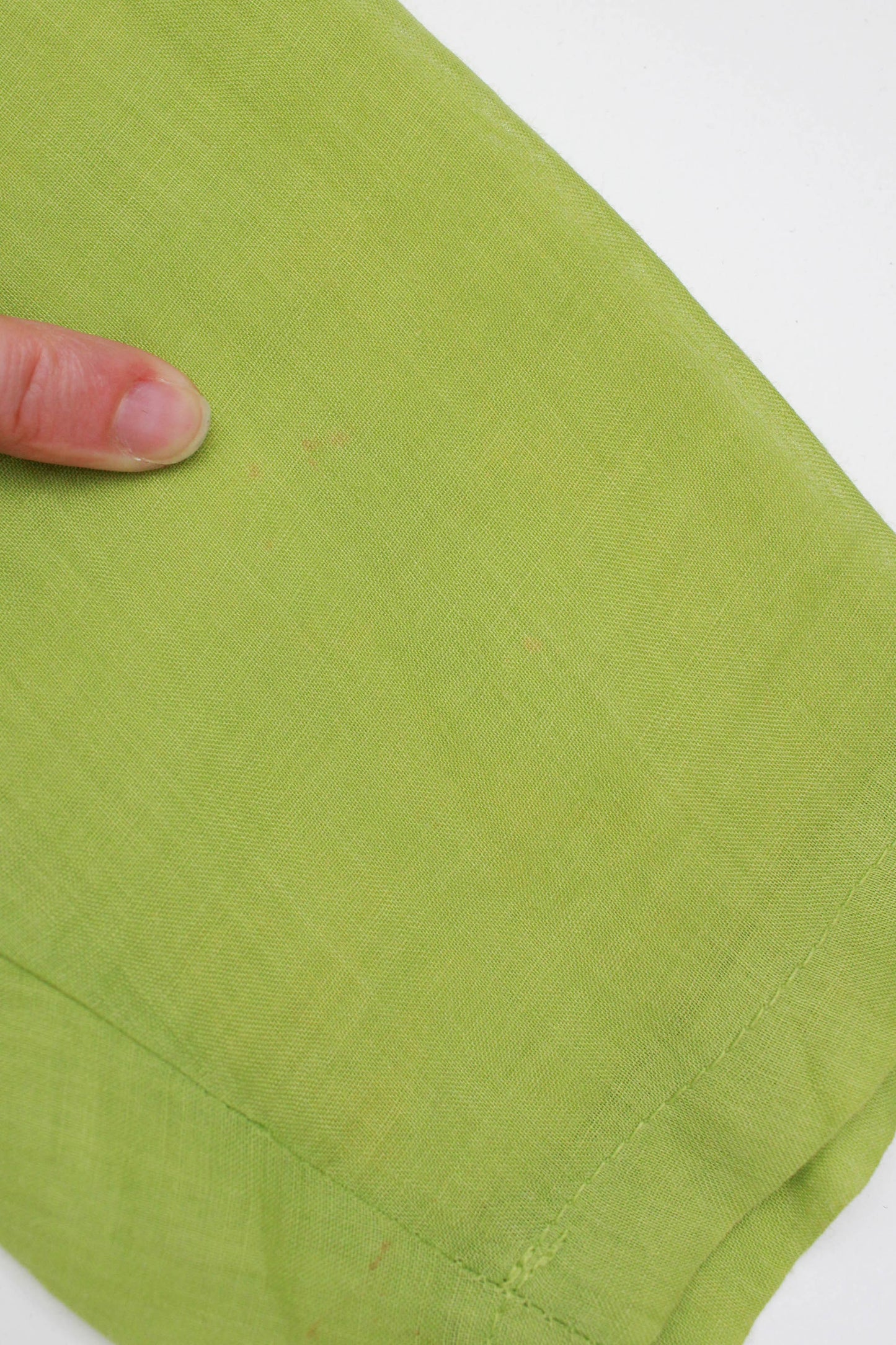 Linen and Silk Blend Green Blouse, Medium