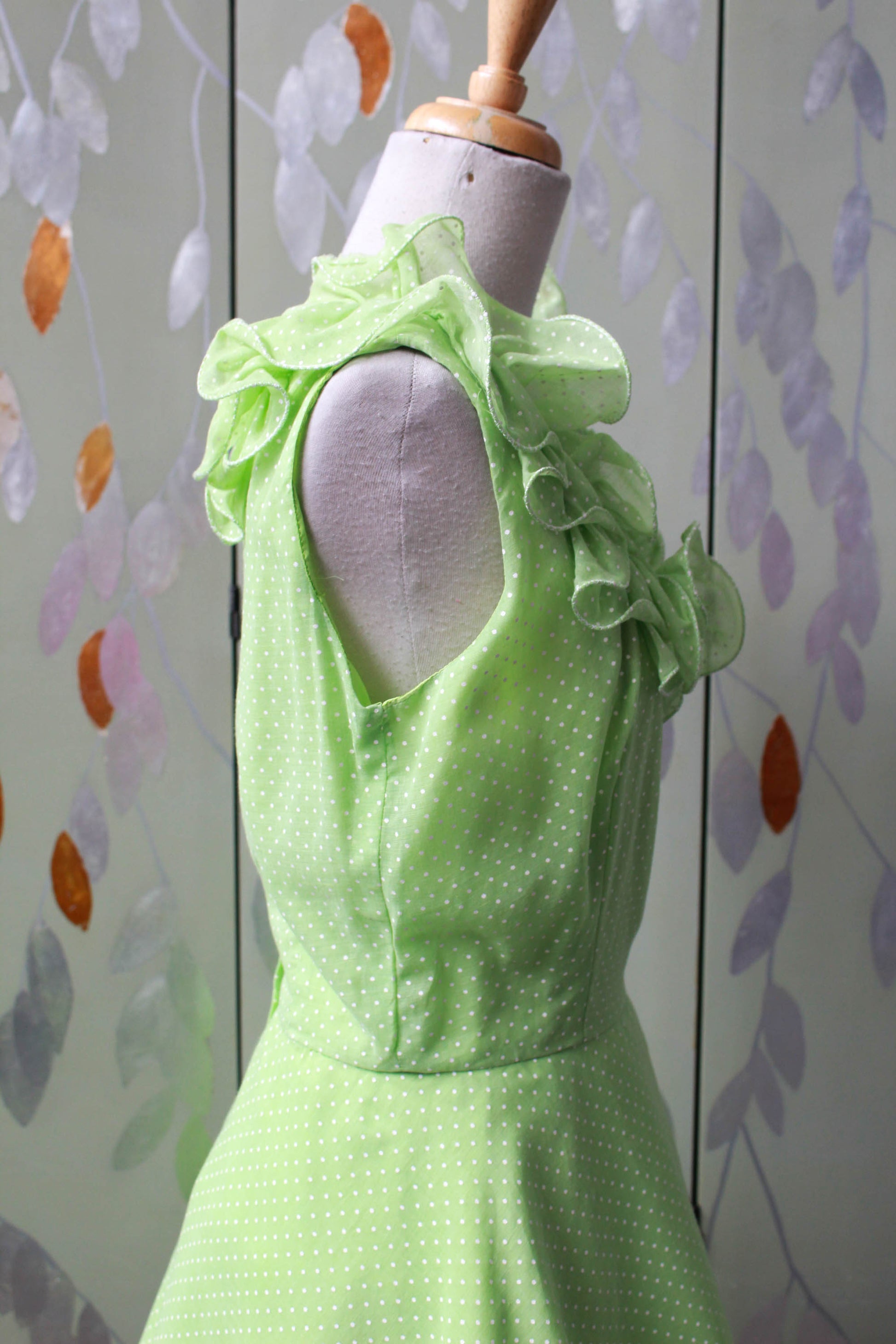 Vintage 1960s Lime Green Polka Dot Dress, Small Ian Drummond Vintage Vintage 1960s Lime Green Polka Dot Dress, Small Ian Drummond Vintage