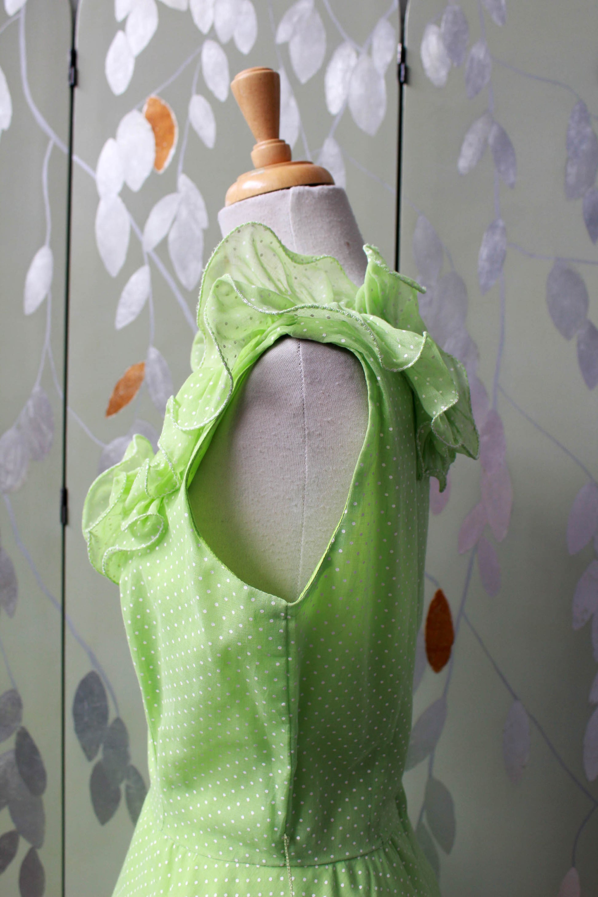 Vintage 1960s Lime Green Polka Dot Dress, Small Ian Drummond Vintage Vintage 1960s Lime Green Polka Dot Dress, Small Ian Drummond Vintage