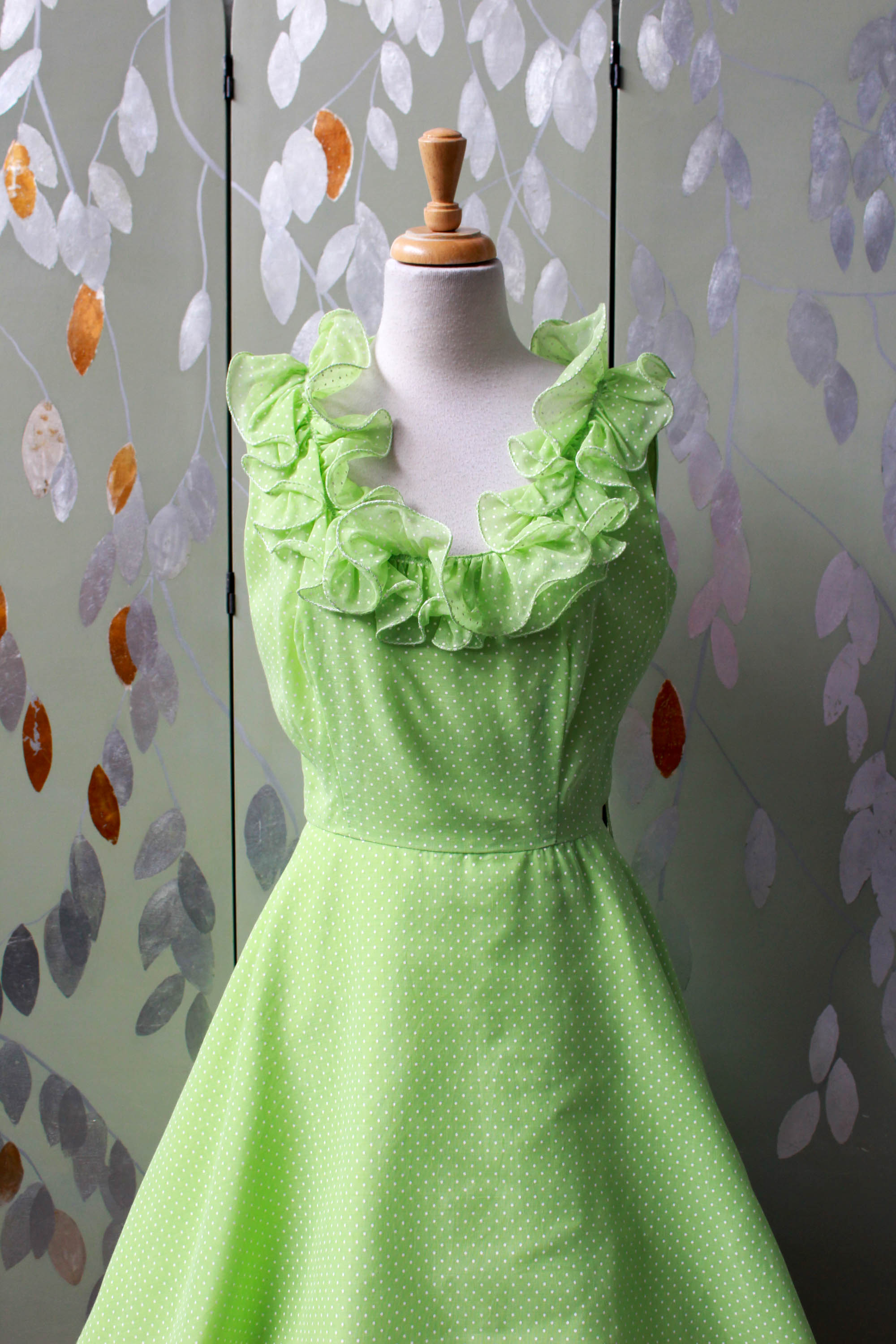 Green dress hotsell with white dots