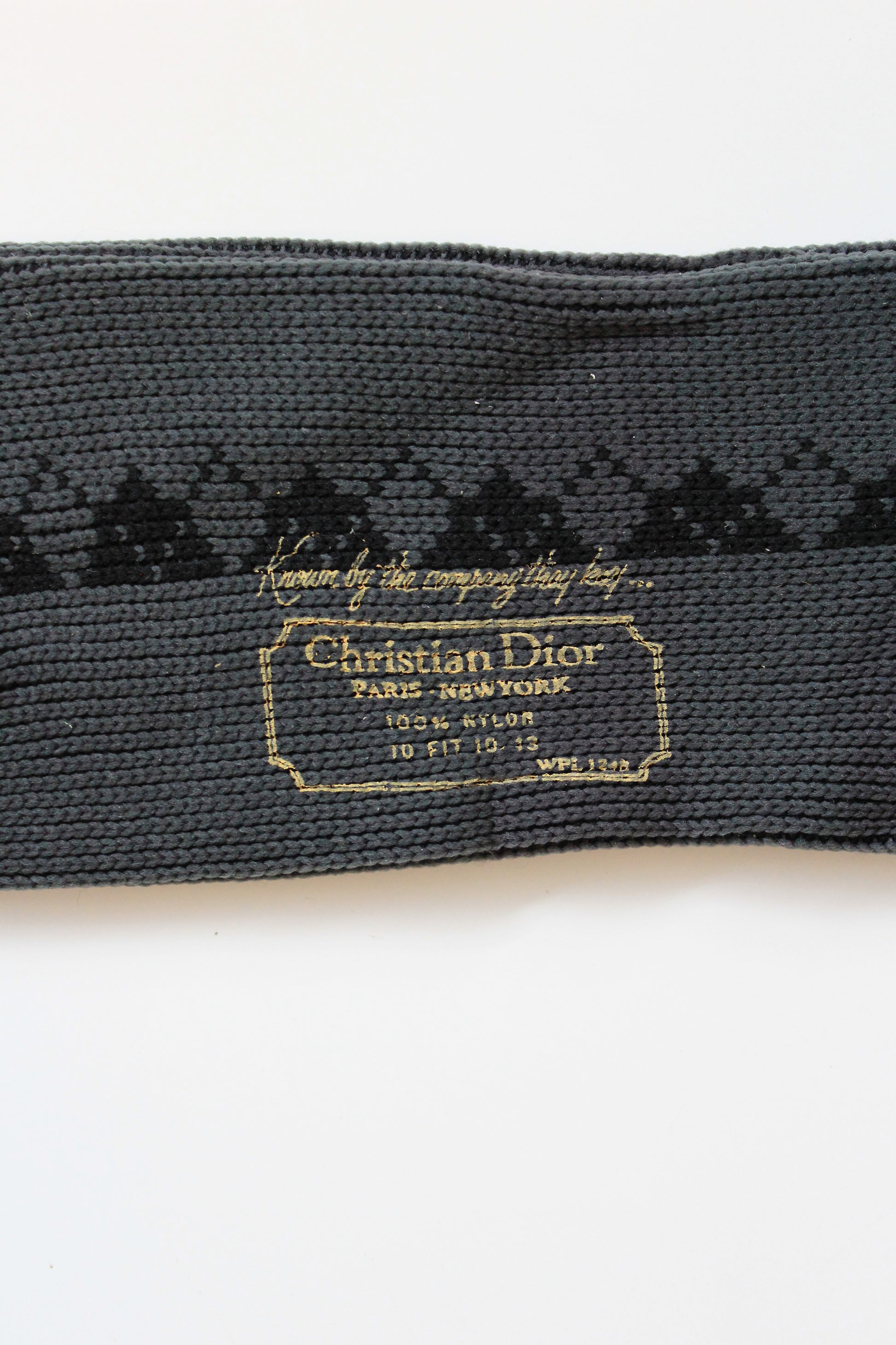 80s/90s Deadstock Christian Dior Grey Argyle Nylon Socks, Size 10-13, Multiples