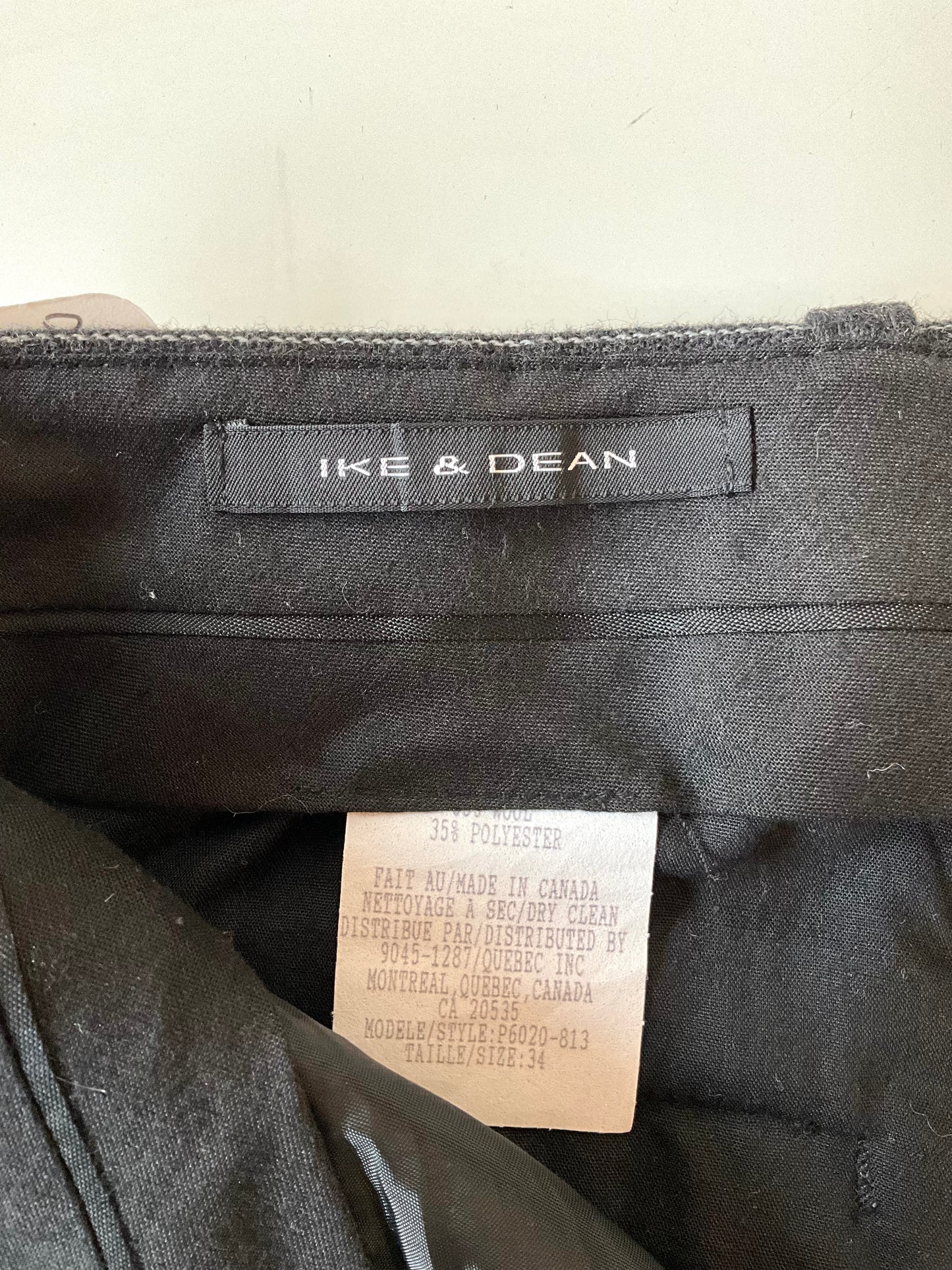 Vintage 1990s Ike & Dean Straight Grey Pinstripe Wool Pants, W36