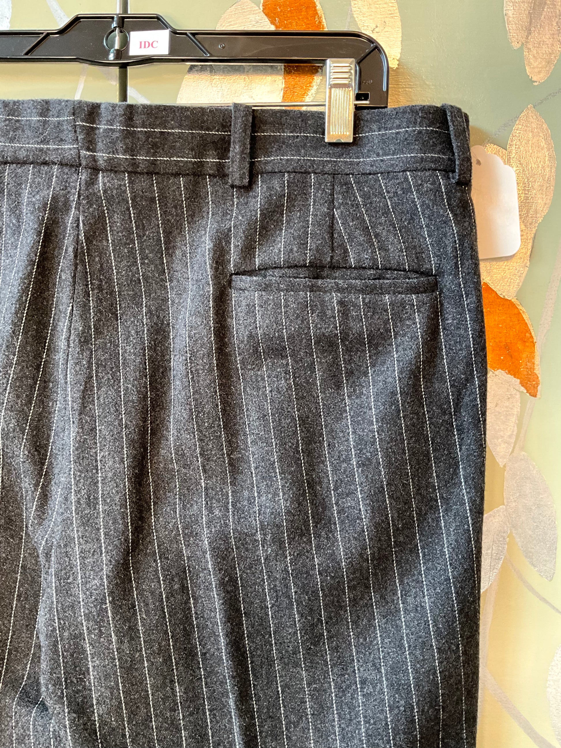Vintage 1990s Ike & Dean Straight Grey Pinstripe Wool Pants, W36