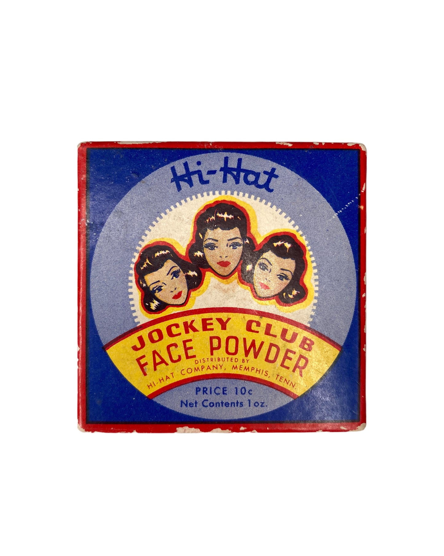 Vintage 1940s Hi-Hat Jockey Club Teezem Brown Face Powder, Full Box 