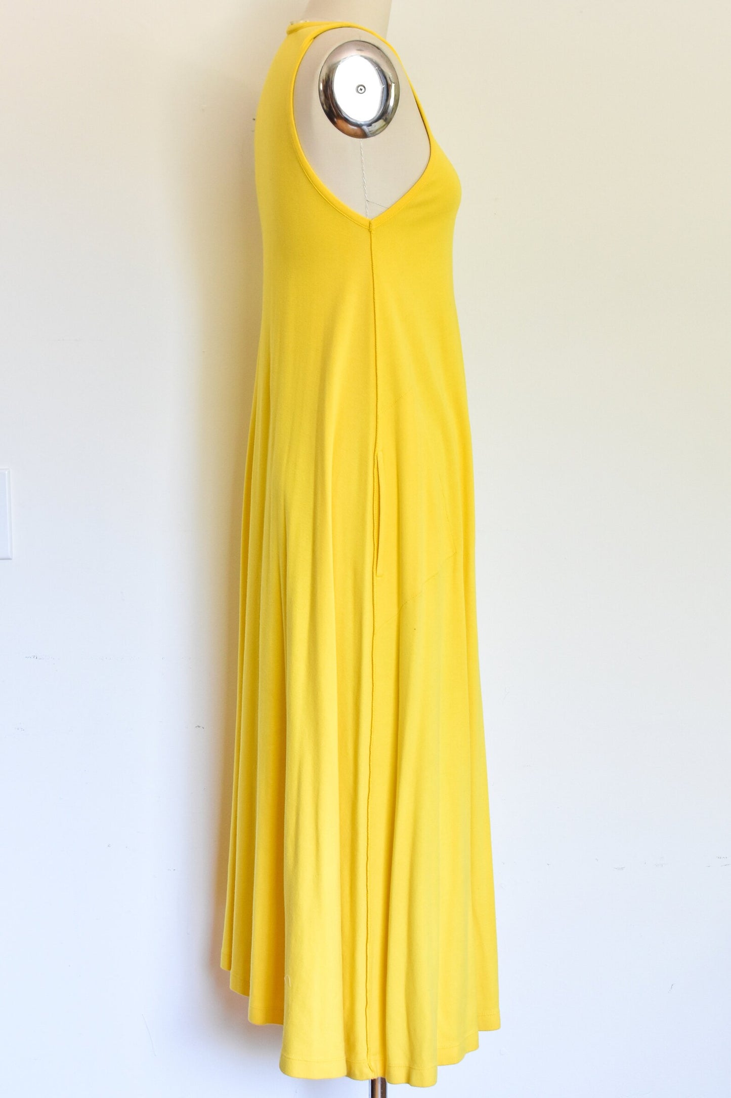 Vintage 1990s Sonia Rykiel Yellow Cotton Knit Tank Maxi Dress, Medium