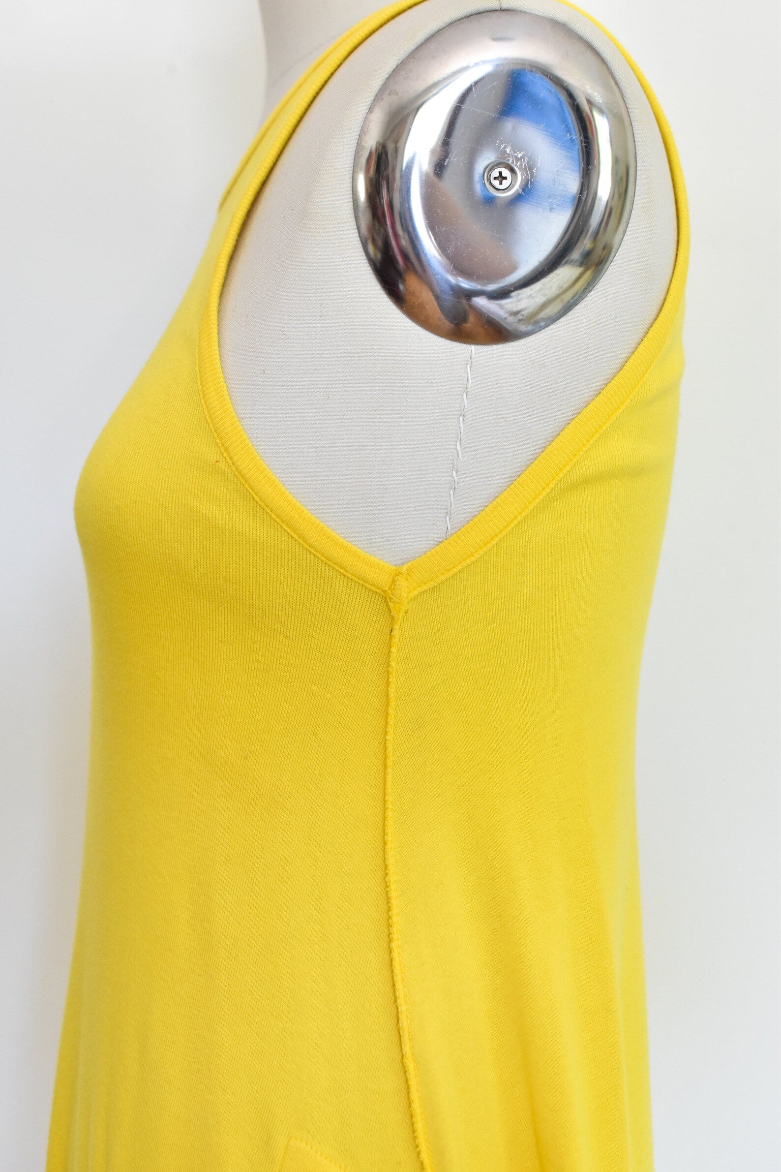 Vintage 1990s Sonia Rykiel Yellow Cotton Knit Tank Maxi Dress, Medium