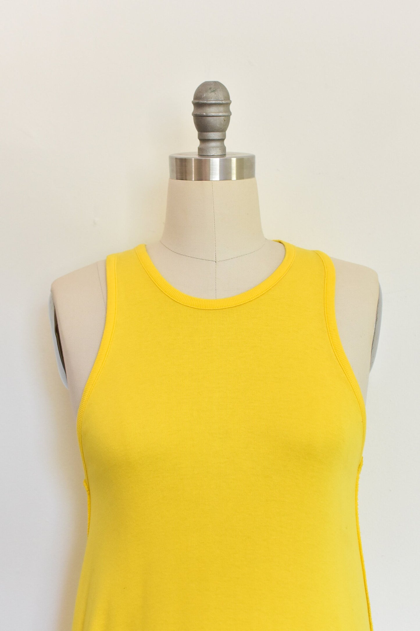 Vintage 1990s Sonia Rykiel Yellow Cotton Knit Tank Maxi Dress, Medium