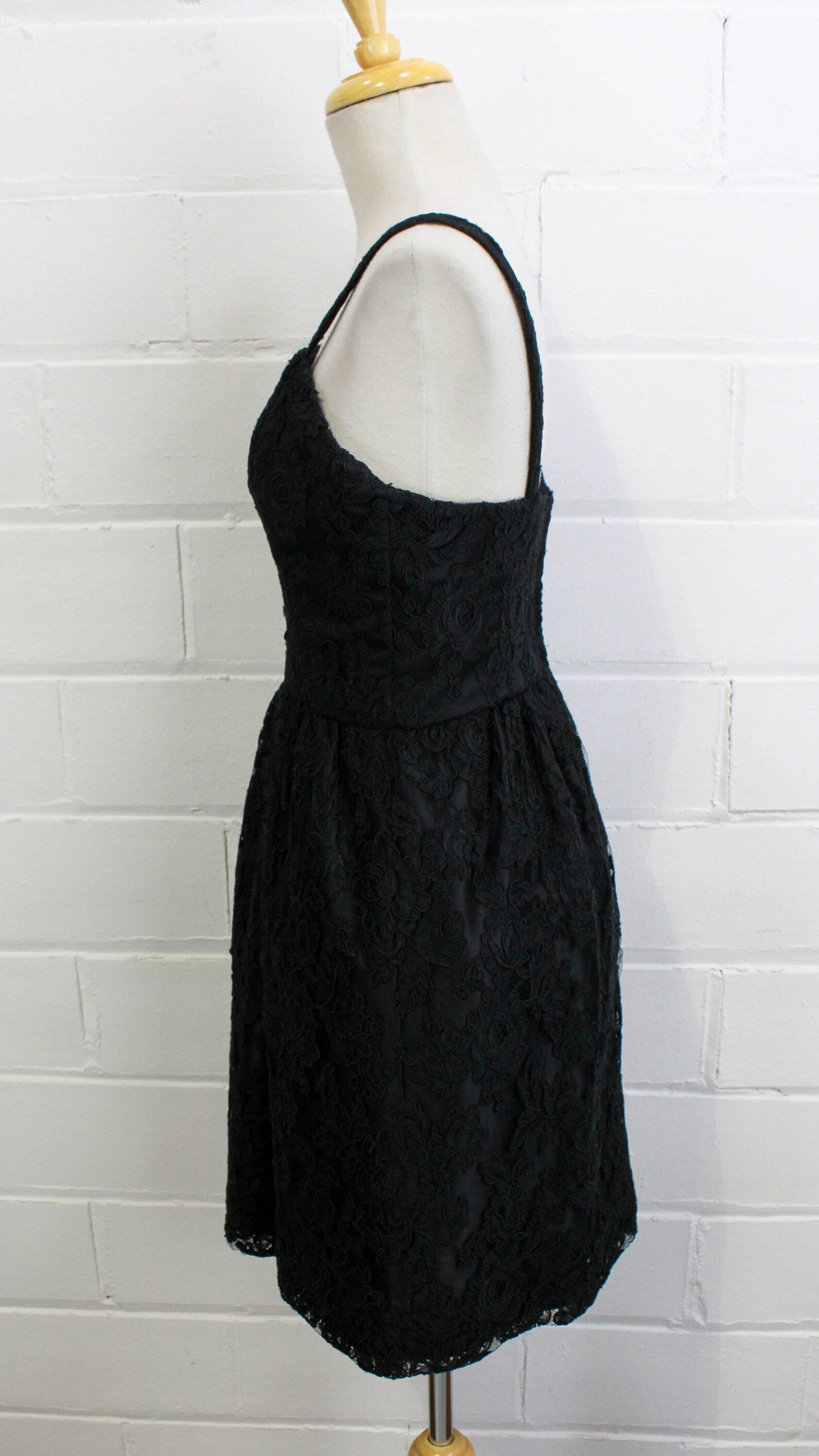 80s black lace dress Antony Price '80s Strapless Black Lace Cocktail Dress