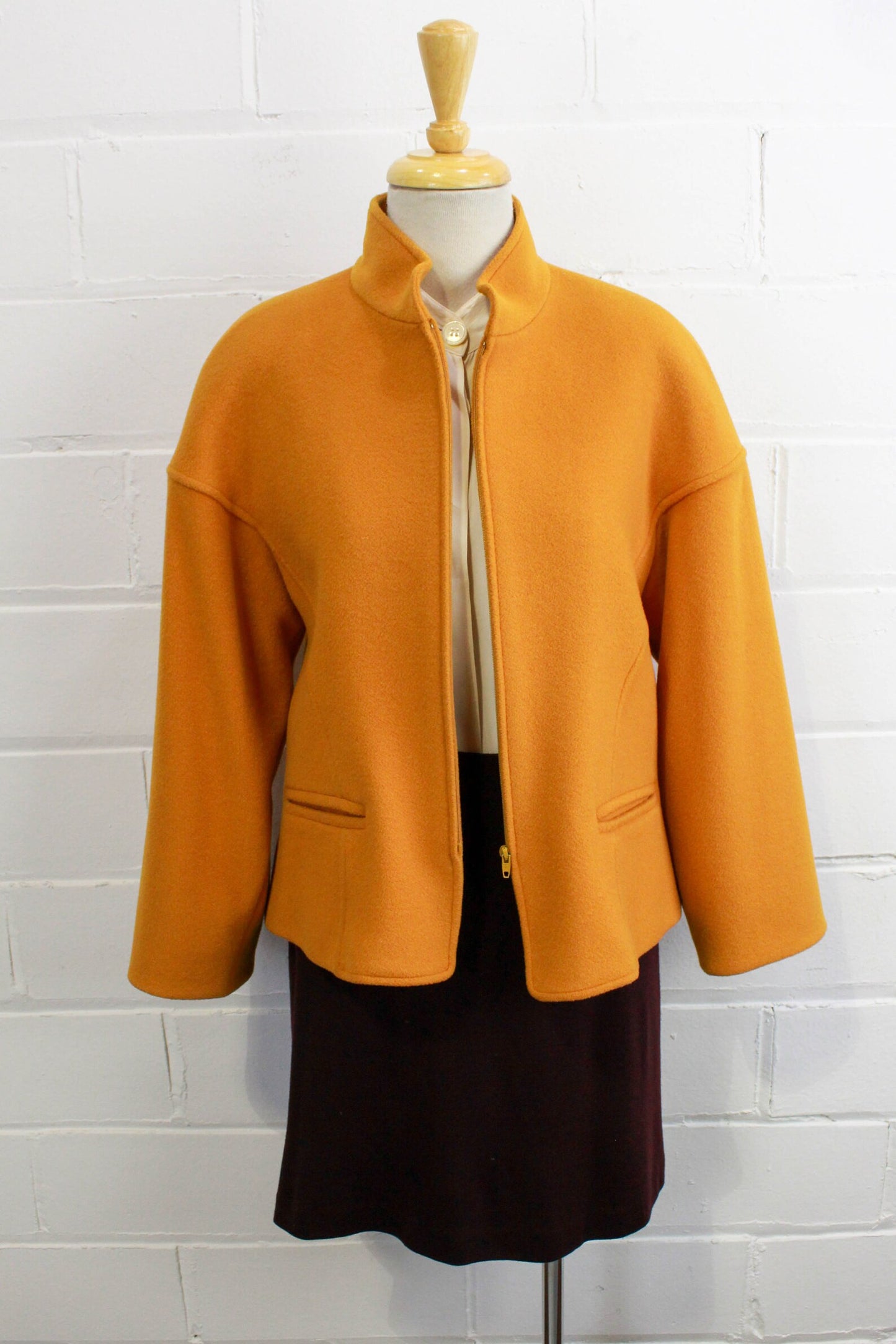 Vintage 1980s Ochre Wool Cashmere jacket, Guy Laroche, Large 