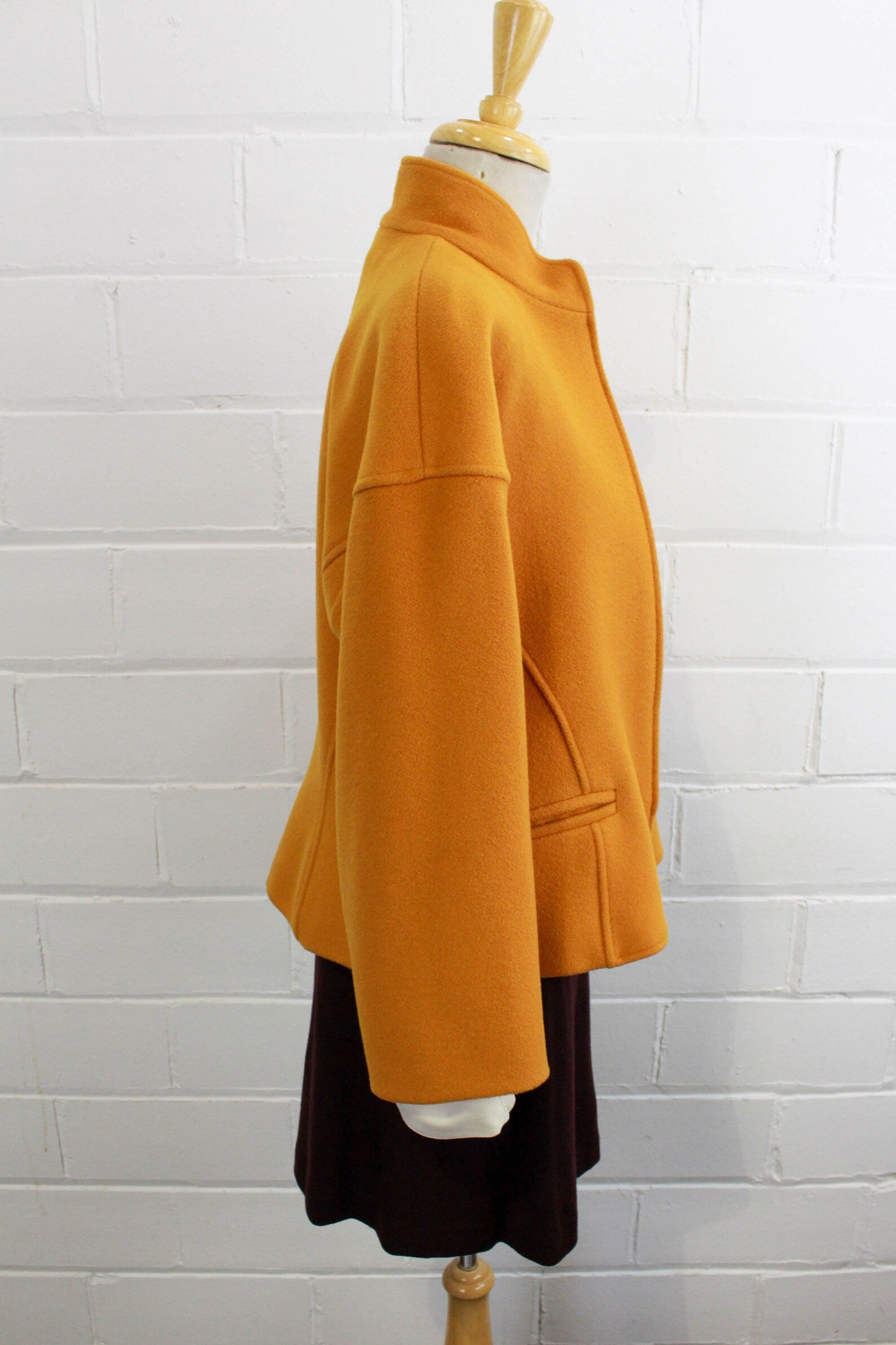 Vintage 1980s Ochre Wool Cashmere jacket, Guy Laroche, Large