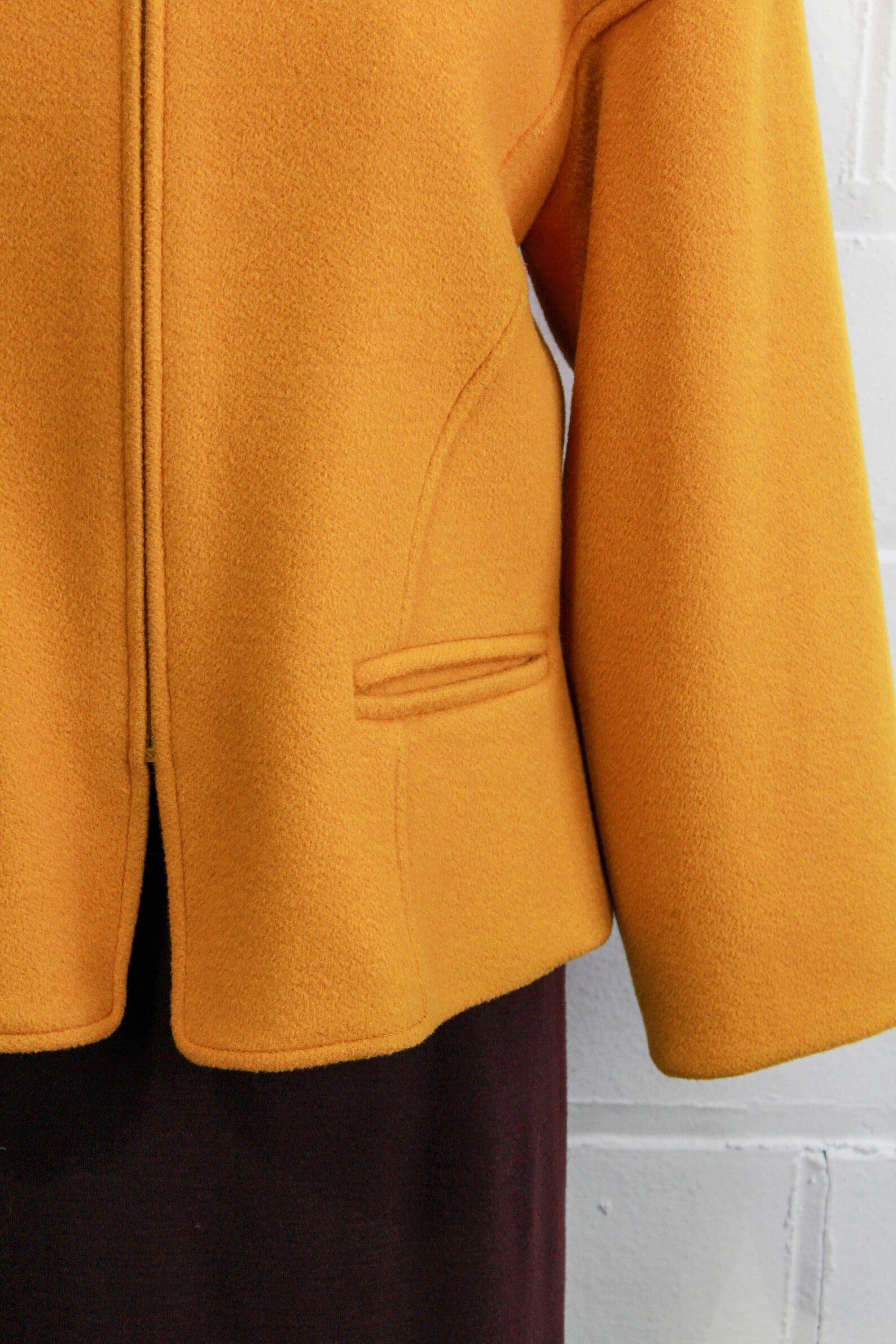 Vintage 1980s Ochre Wool Cashmere jacket, Guy Laroche, Large