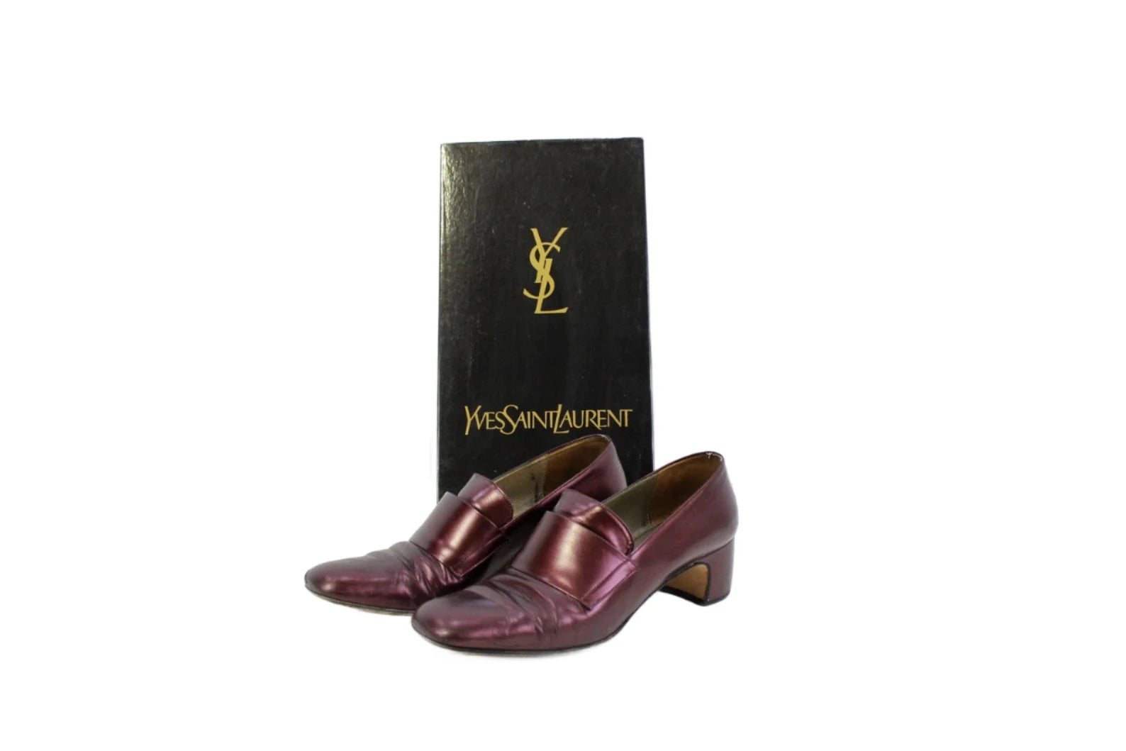Vintage Yves Saint Laurent Burgundy Leather Loafer Heels, Size 7