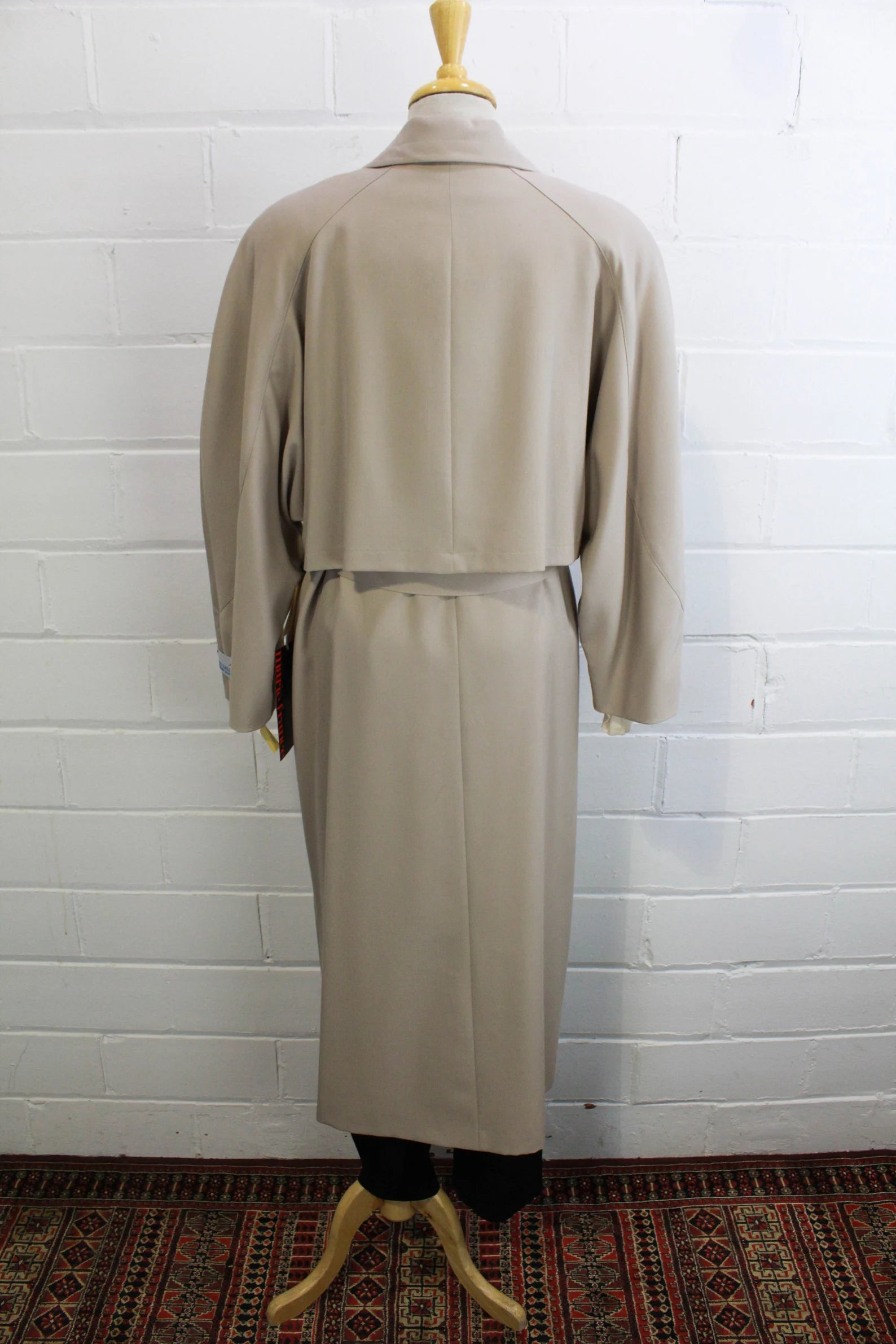 Vintage 1980s Wool Trench Coat by Marie France, Large