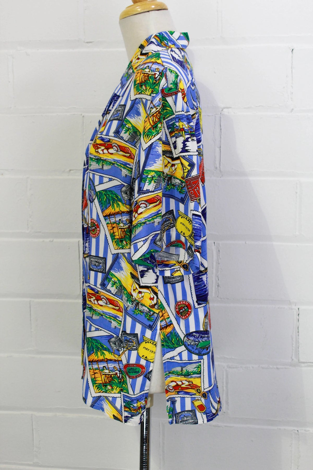 1990s Miami Themed Button Up Tourist  Shirt, Large 
