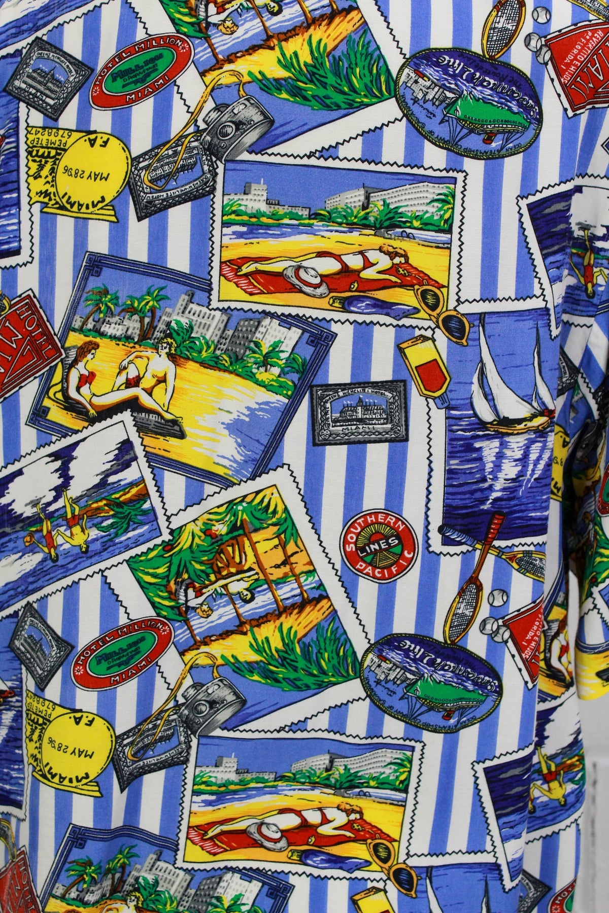 1990s Miami Themed Button Up Tourist  Shirt, Large 