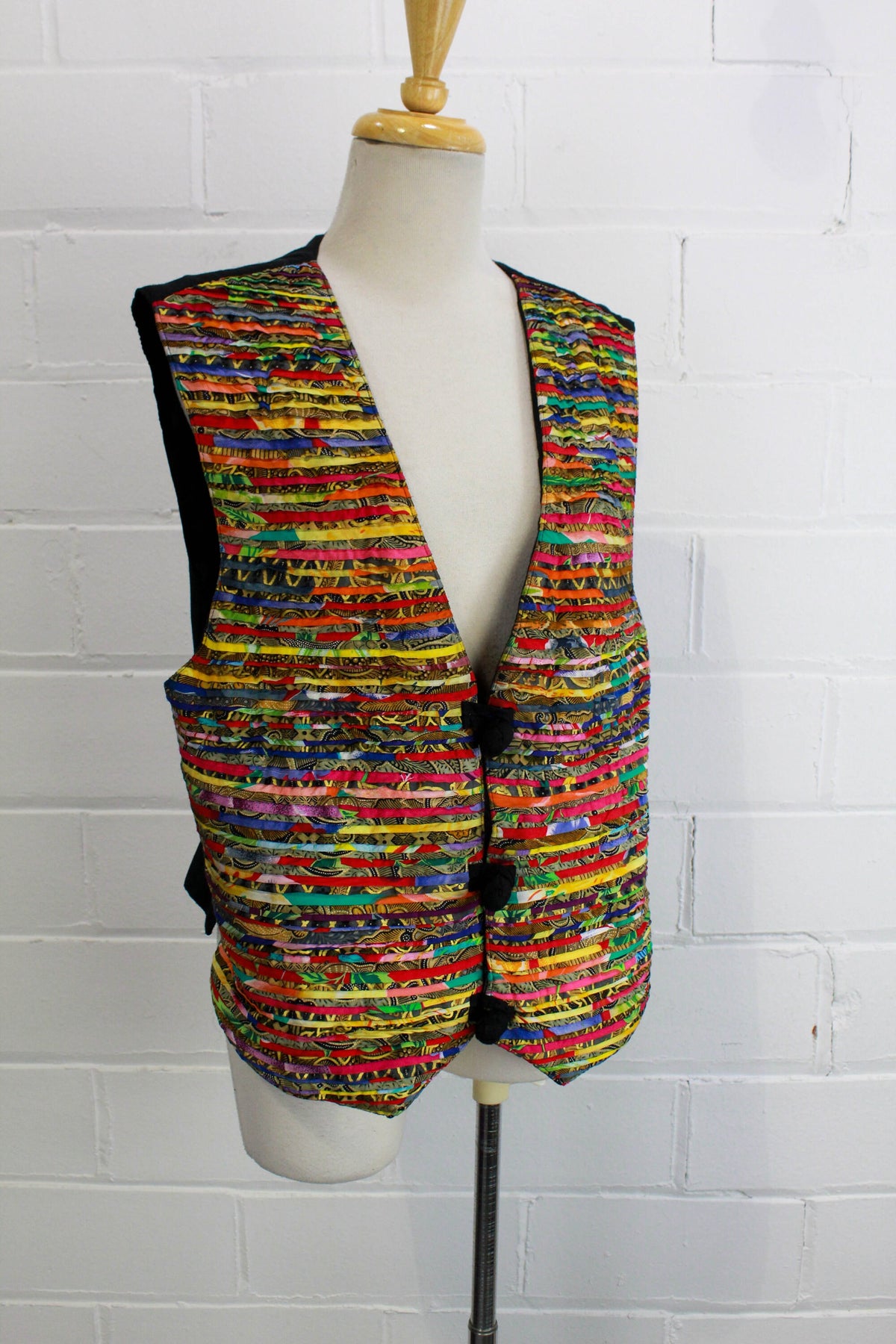 1990s Pleated Multicoloured Vest by Halsey Collection, Medium