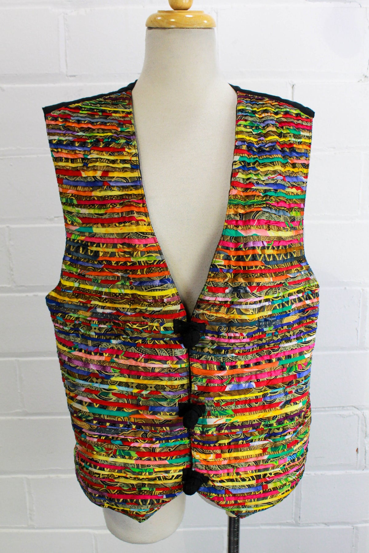 1990s Pleated Multicoloured Vest by Halsey Collection, Medium