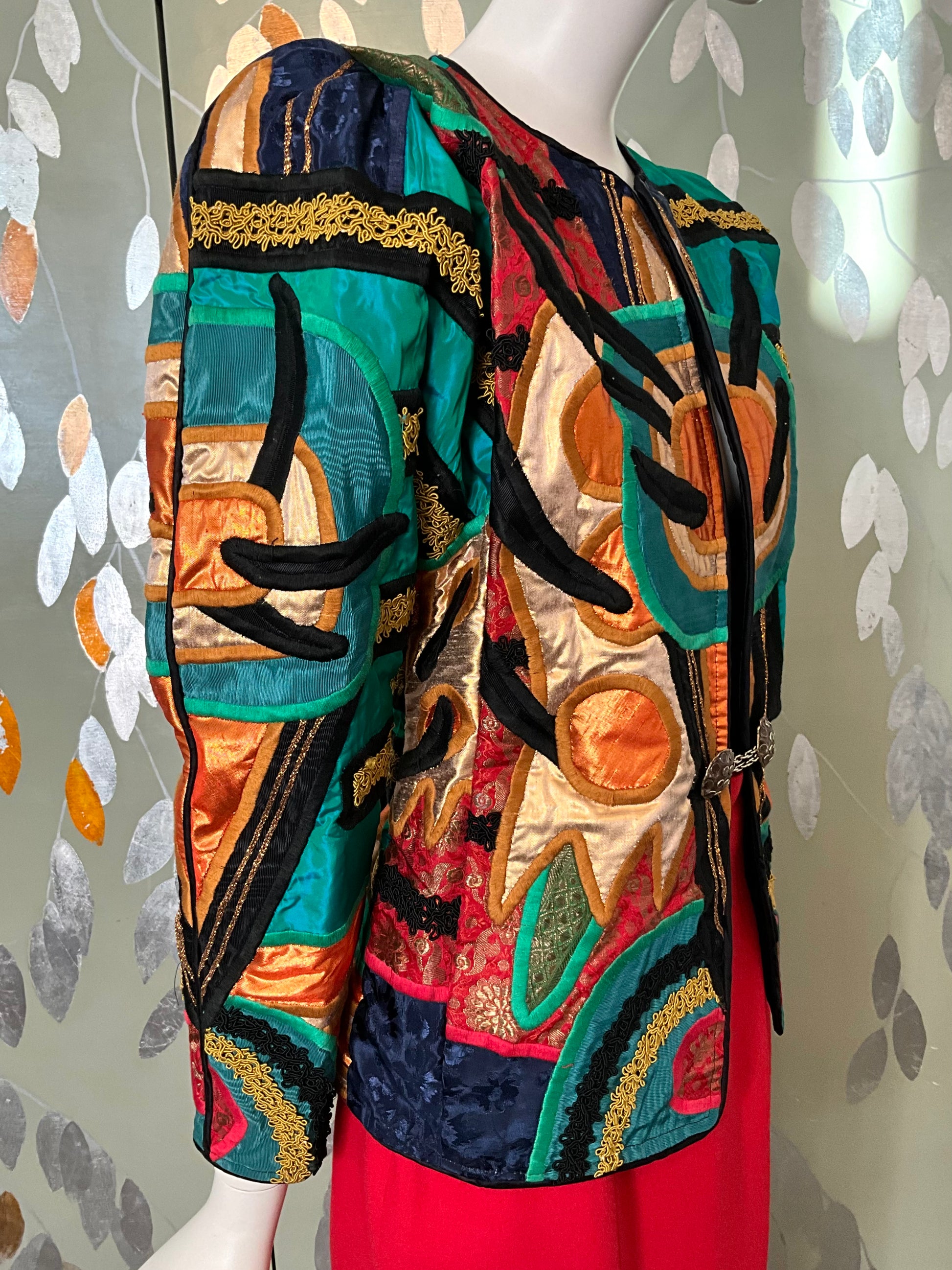 Vintage 1980s Maximalist Green and Gold Wearable Art Vintage 1980s Maximalist Green and Gold Wearable Art