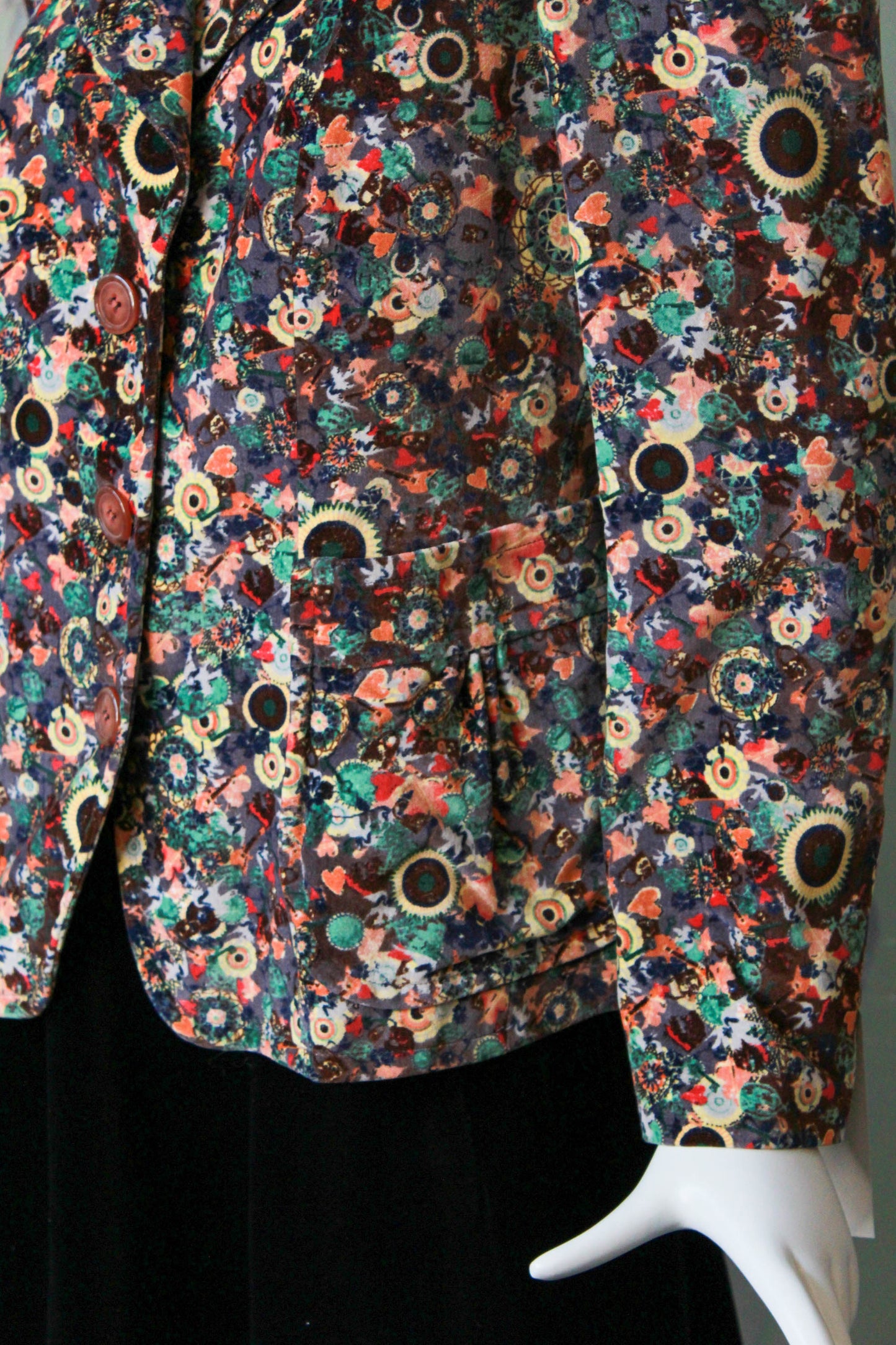 90s Christian Lacroix Floral Velvet Blazer with Pockets, and large collar