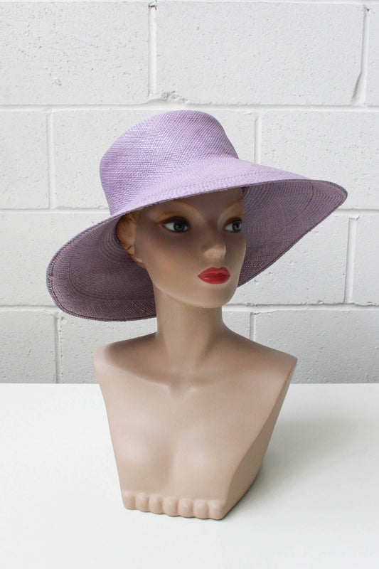 vintage loro piana lilac puglia straw sunhat wide brimmed made in italy