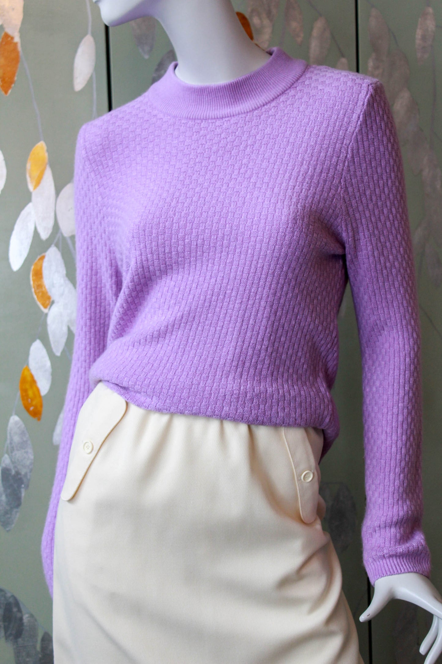 Lilac Cashmere Knit Sweater, Small