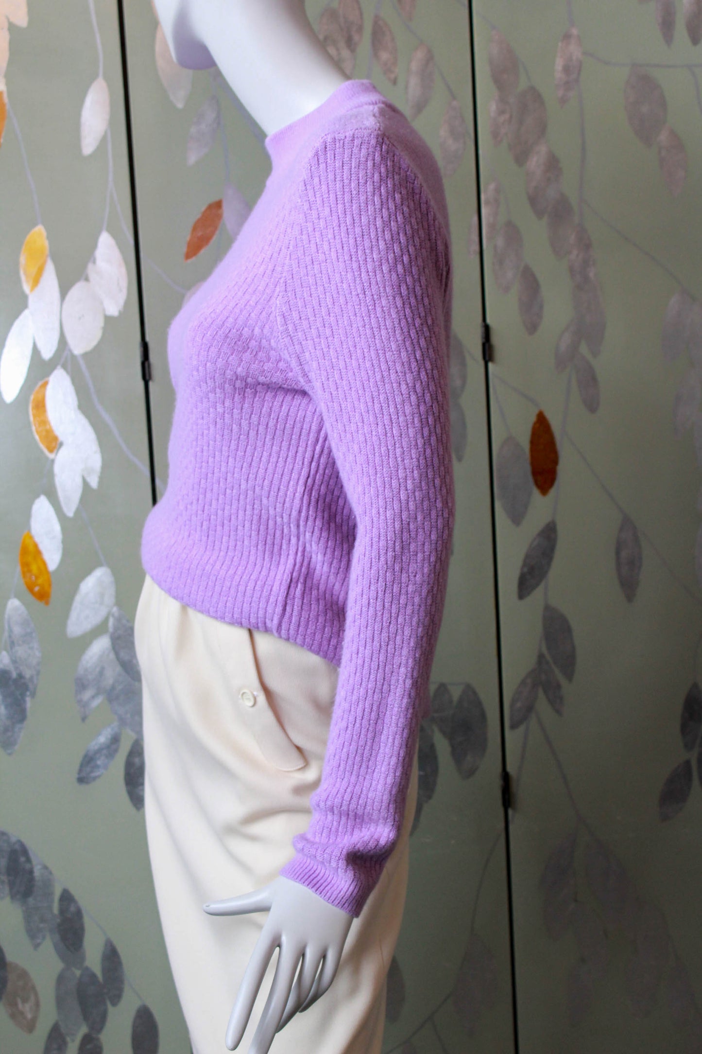 Lilac Cashmere Knit Sweater, Small