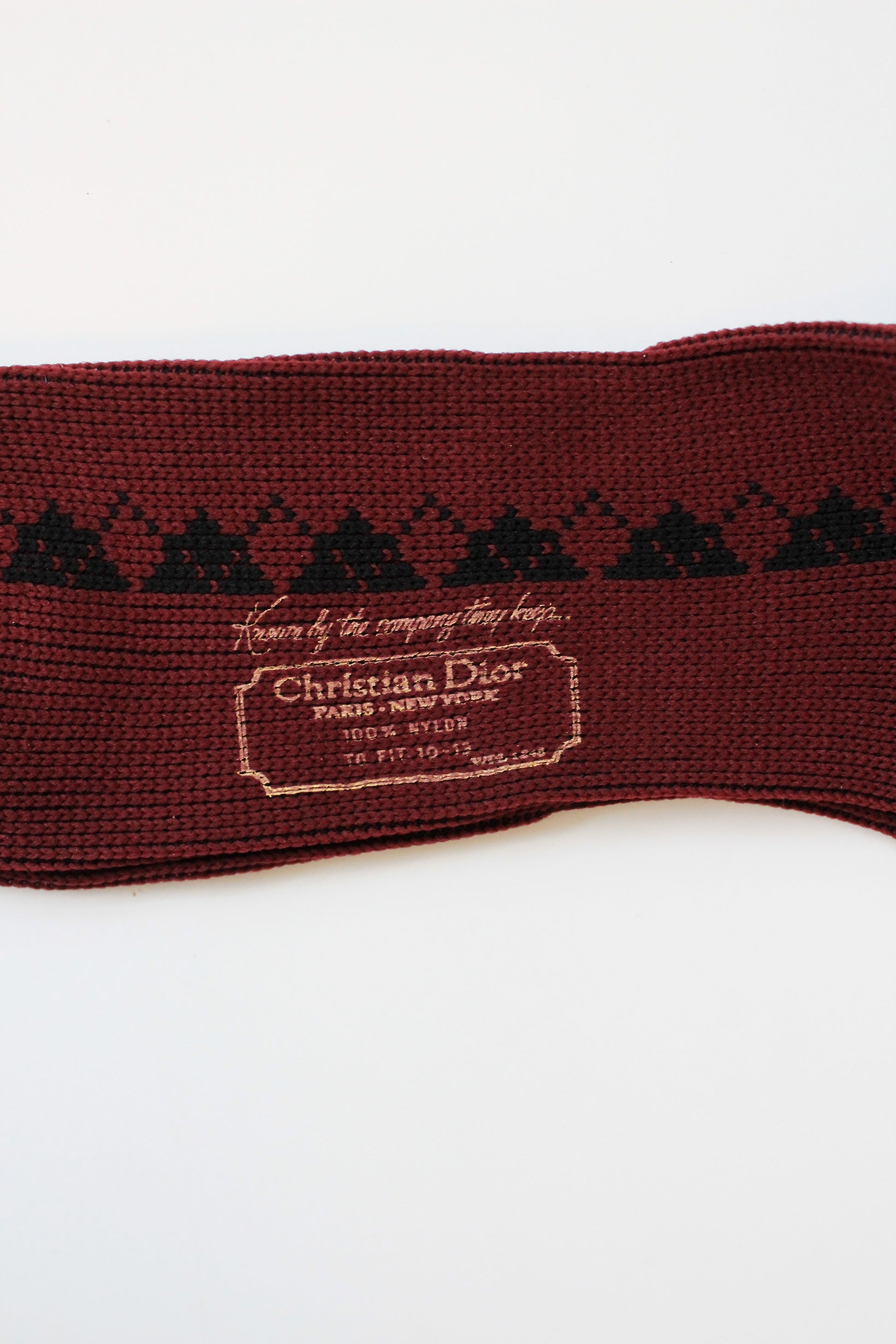 80s/90s Deadstock Christian Dior Maroon Argyle Nylon Socks, Size 10-13, Multiples