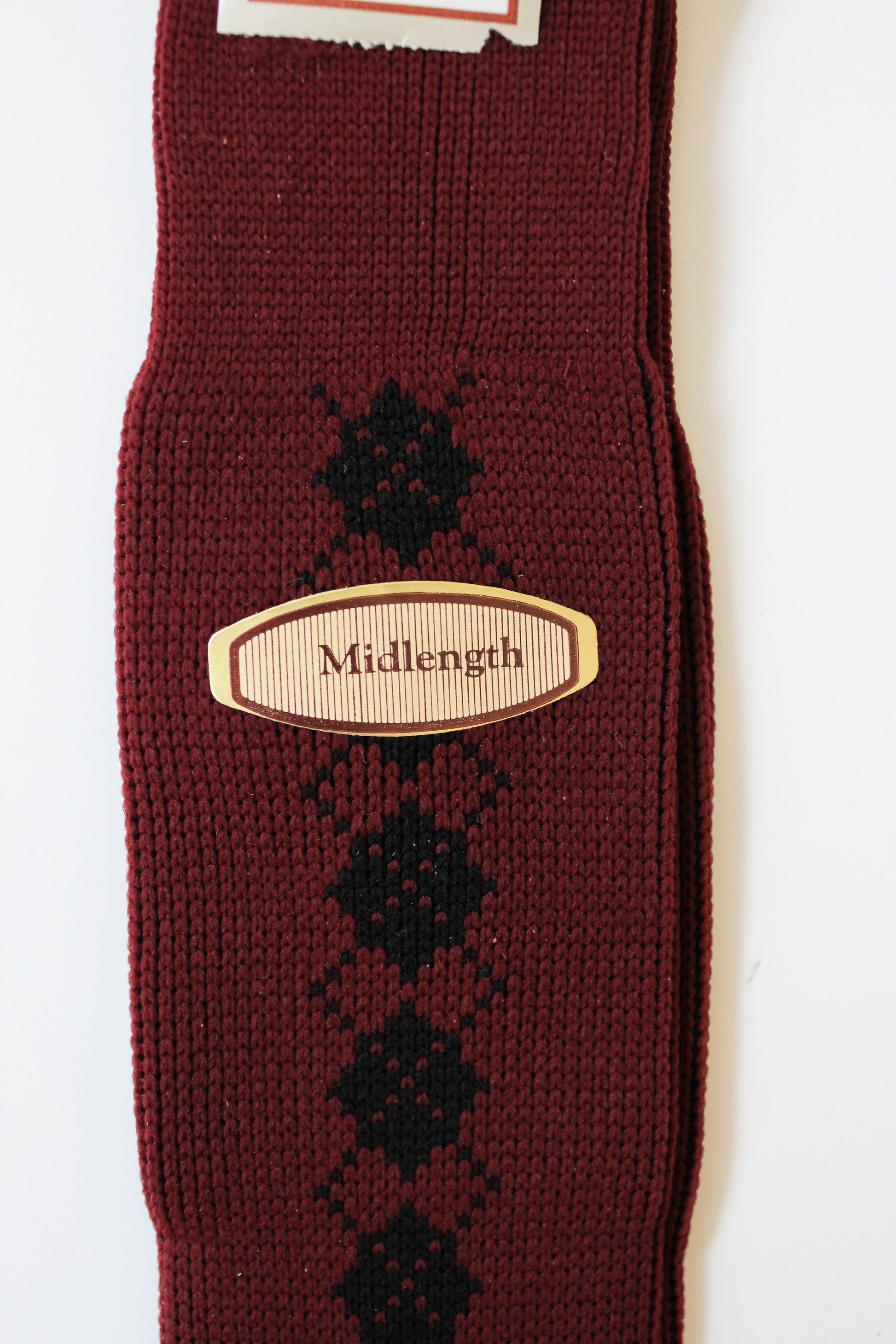 80s/90s Deadstock Christian Dior Maroon Argyle Nylon Socks, Size 10-13, Multiples