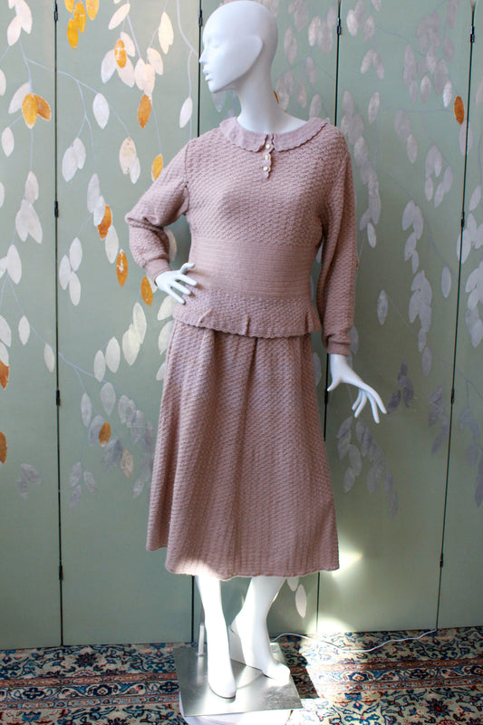 80s Knit Top and Skirt Set, Medium