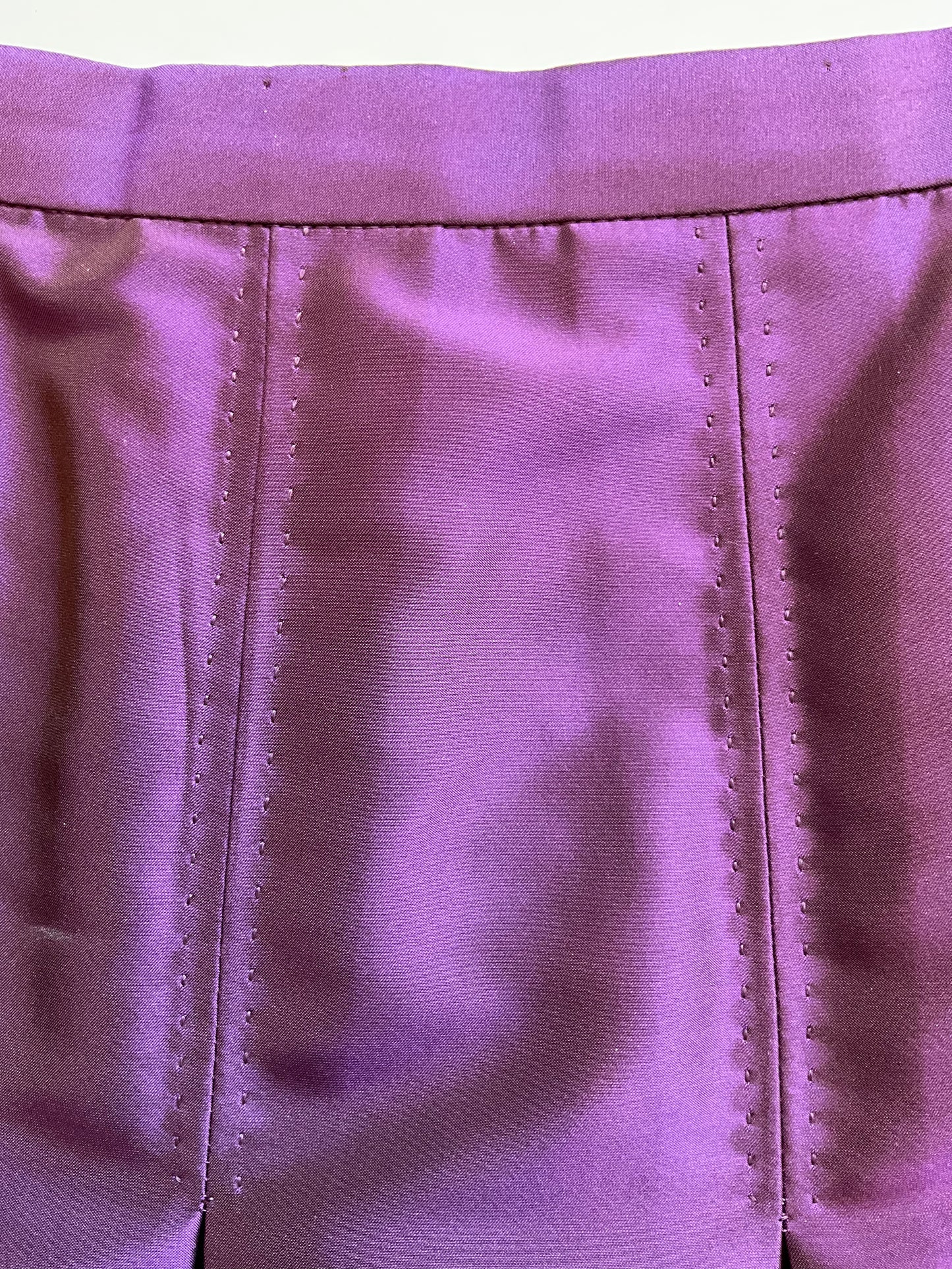 2010s Moschino Purple Silk Taffeta Box Pleated Skirt, W32