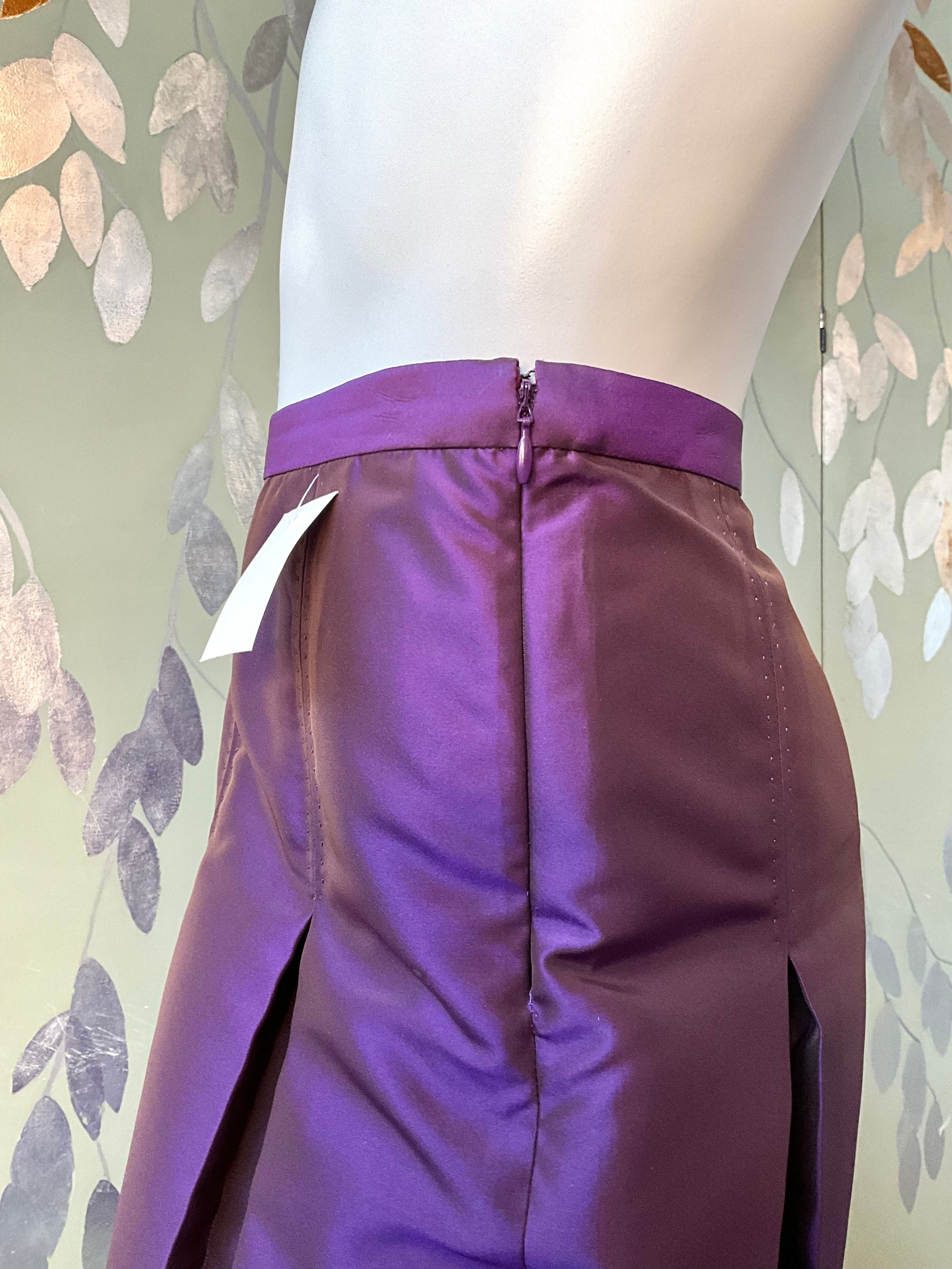 2010s Moschino Purple Silk Taffeta Box Pleated Skirt, W32