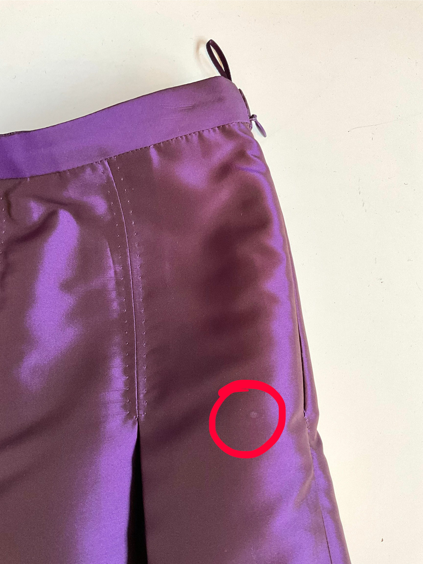 2010s Moschino Purple Silk Taffeta Box Pleated Skirt, W32