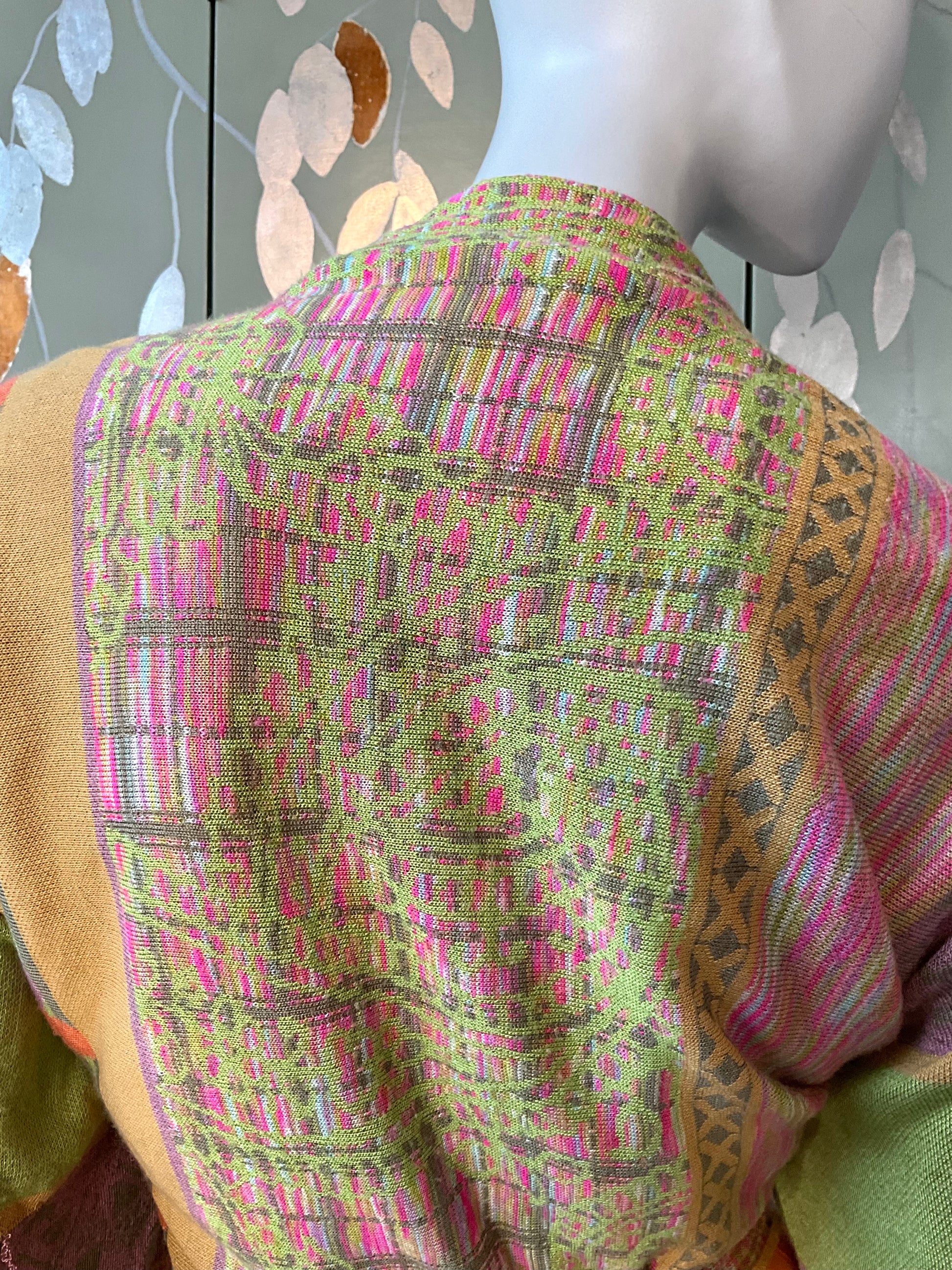 Vintage 2000s Multicolour Patterned Wide Sleeve Wrap Cardigan with Waist Ties