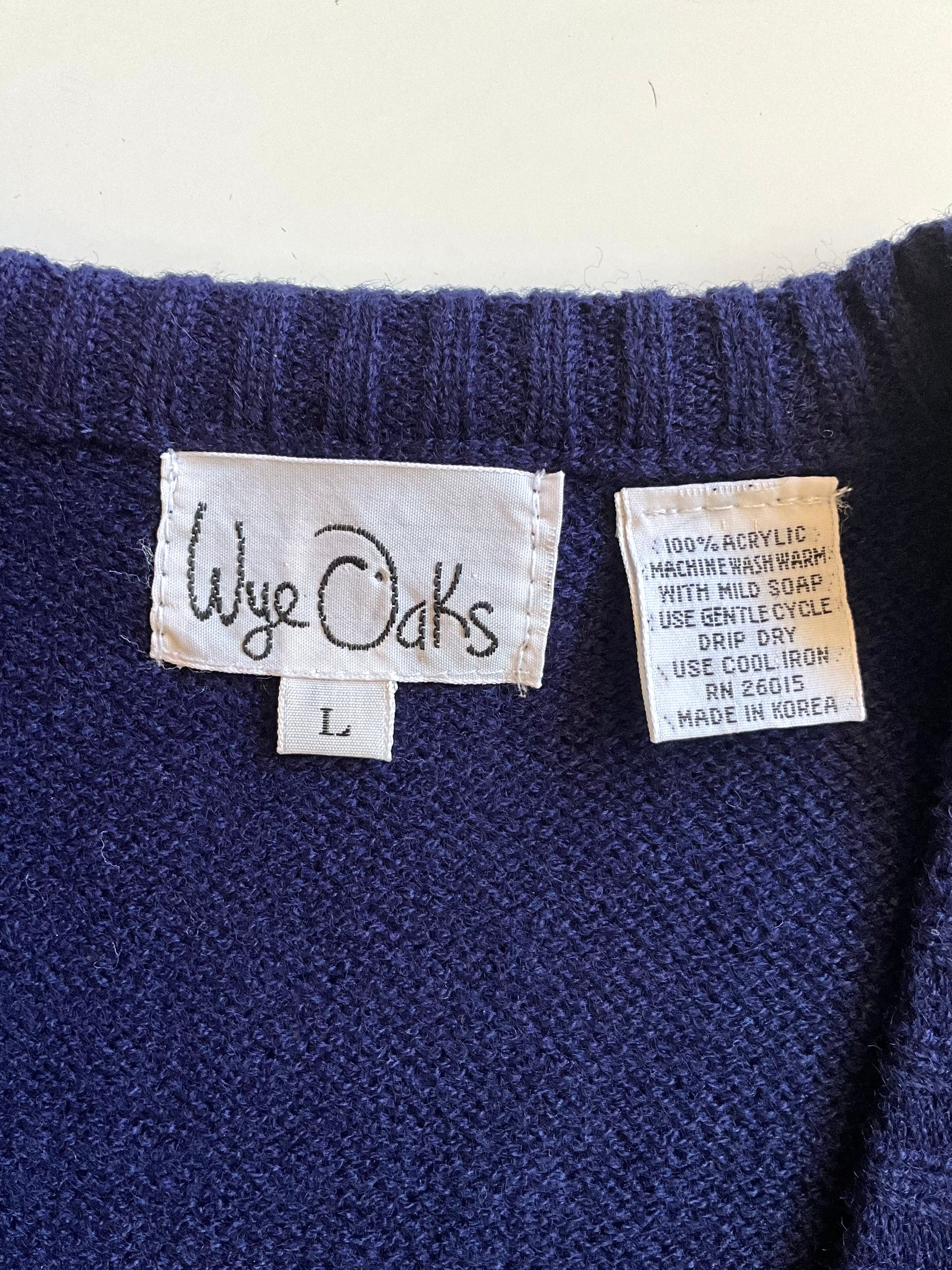 Vintage 1980s Deadstock Navy Blue Knit Waistcoat Sweater Vest Top, Large 