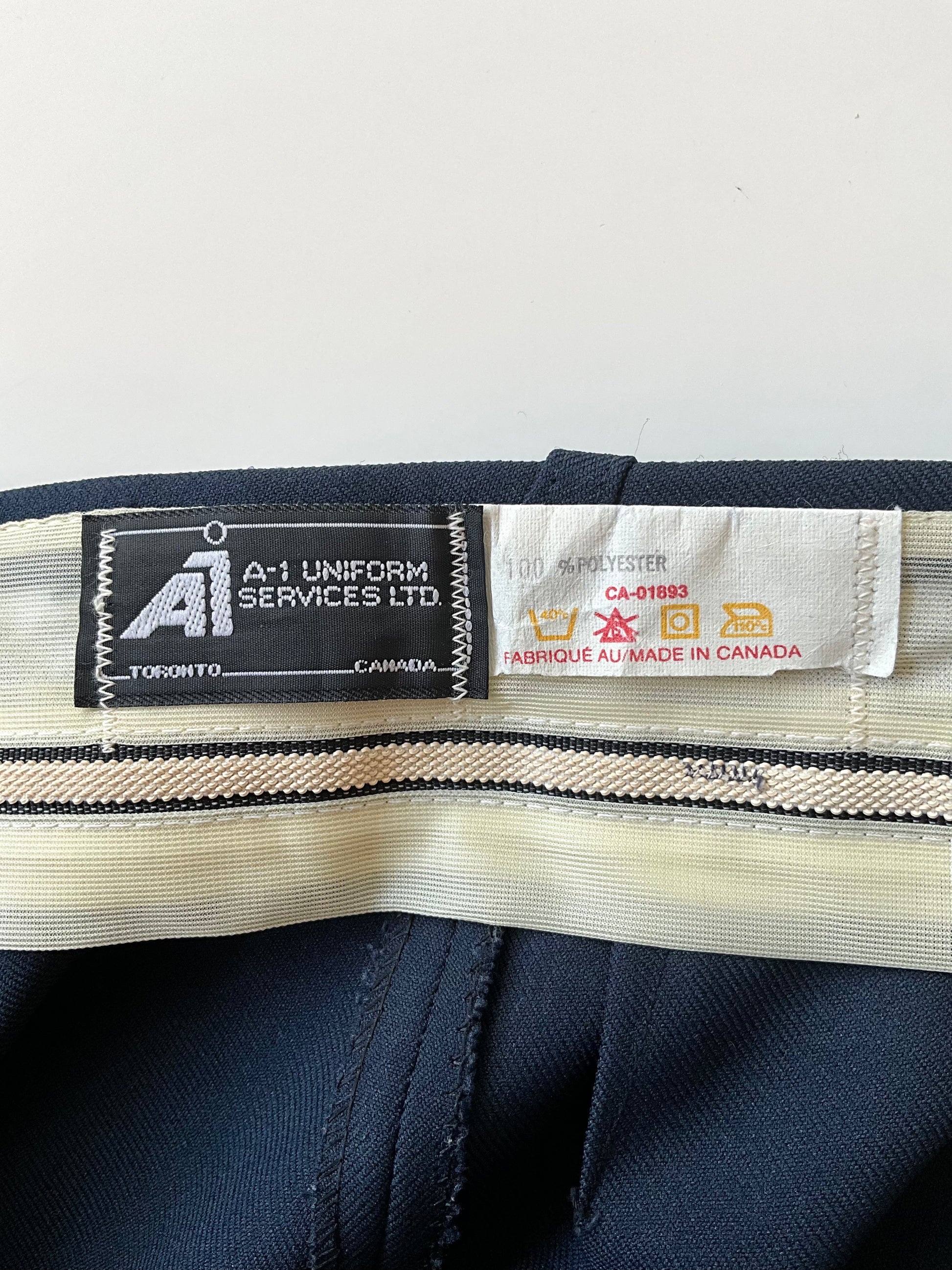 Vintage 1970s Navy High Waist Straight Leg Uniform Style Pants, W26