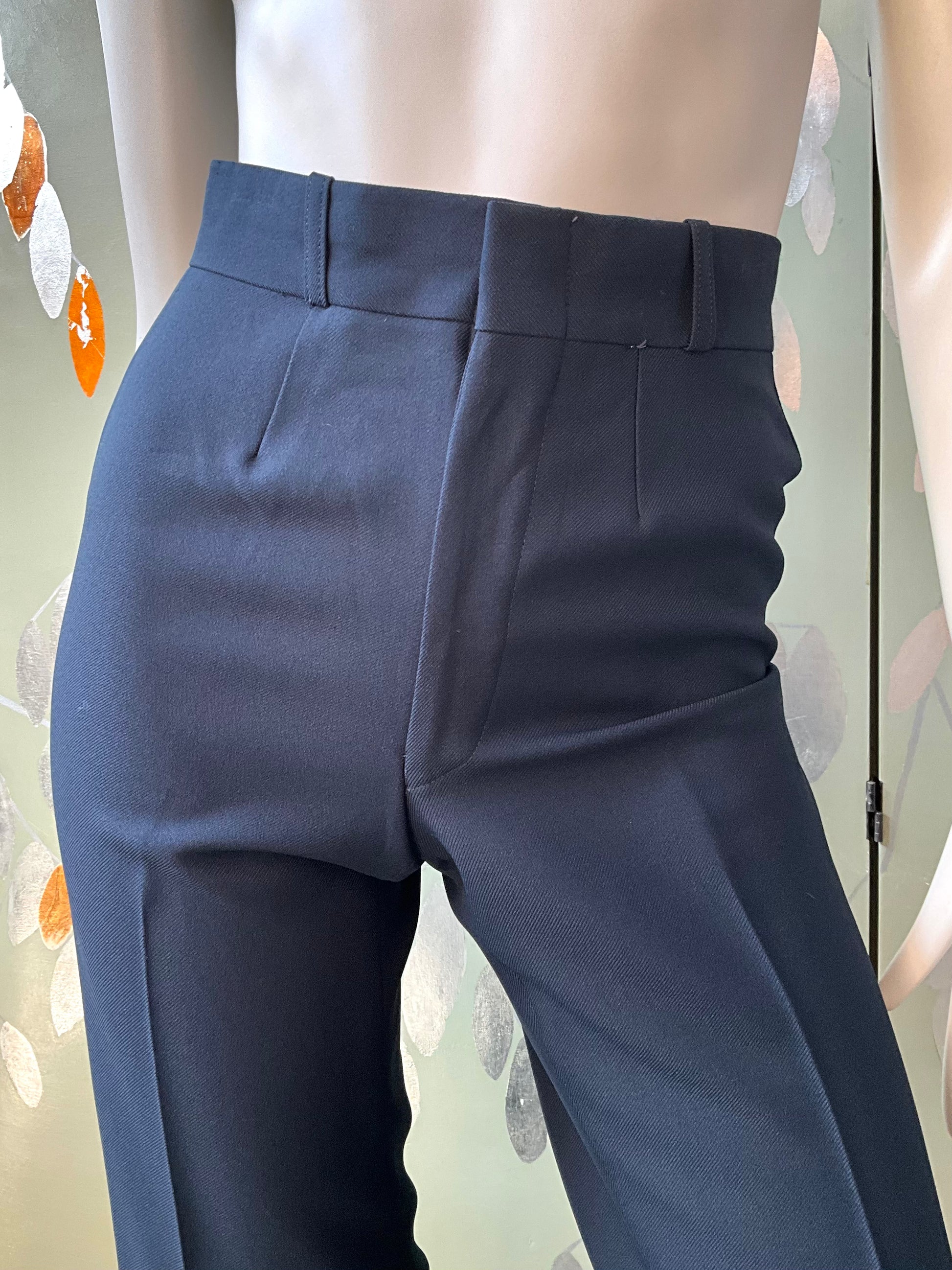 Vintage 1970s Navy High Waist Straight Leg Uniform Style Pants, W26