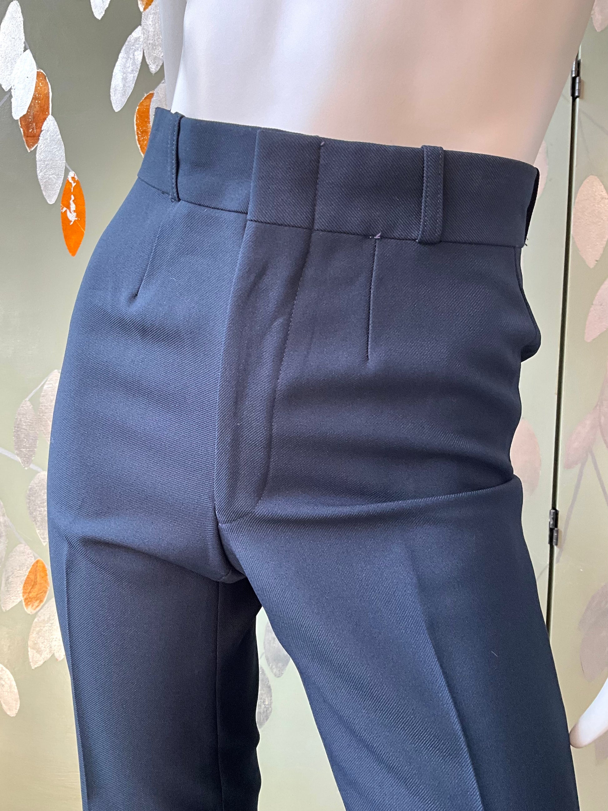 Vintage 1970s Navy High Waist Straight Leg Uniform Style Pants, W26