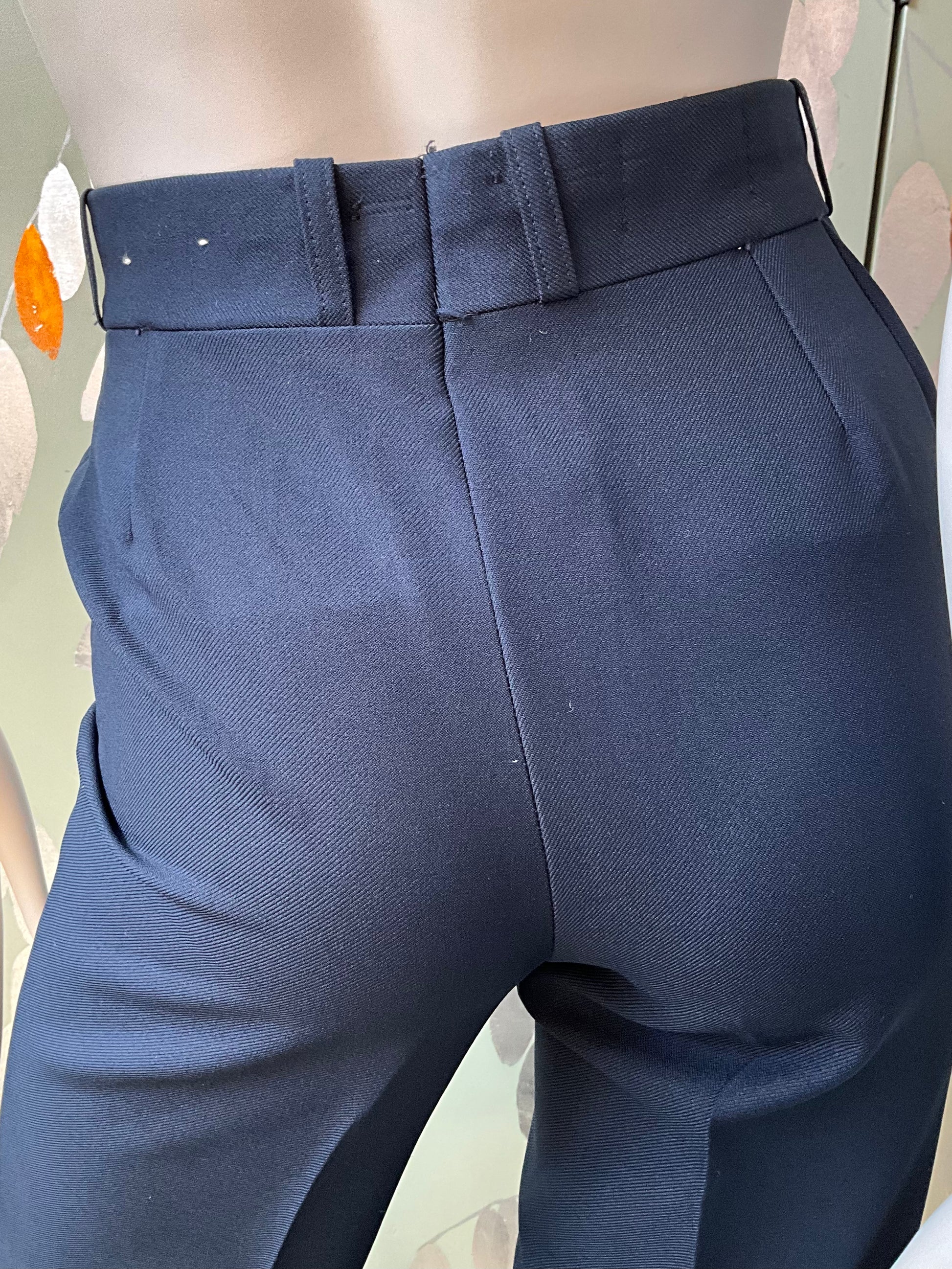 Vintage 1970s Navy High Waist Straight Leg Uniform Style Pants, W26