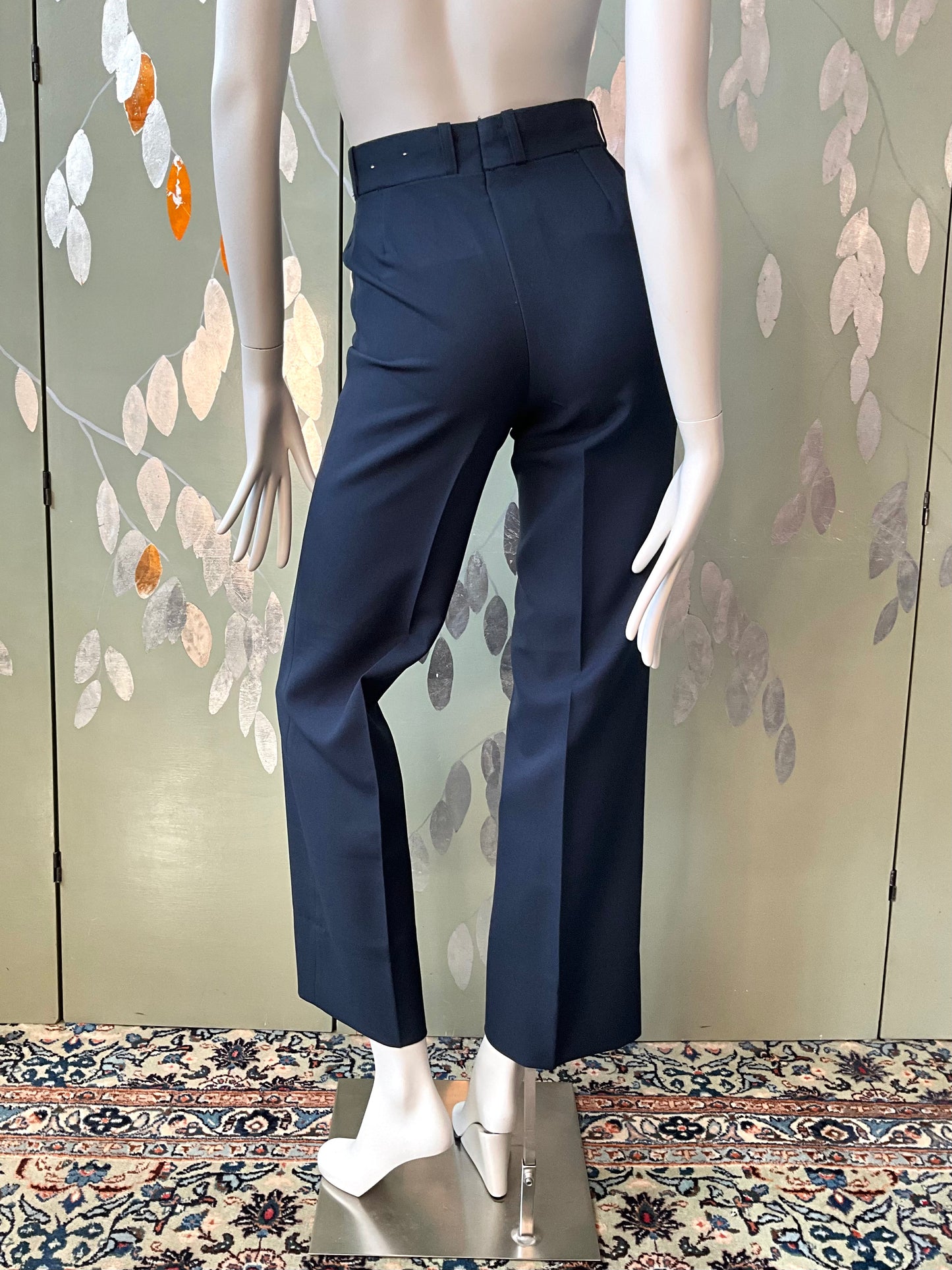 Vintage 1970s Navy High Waist Straight Leg Uniform Style Pants, W26