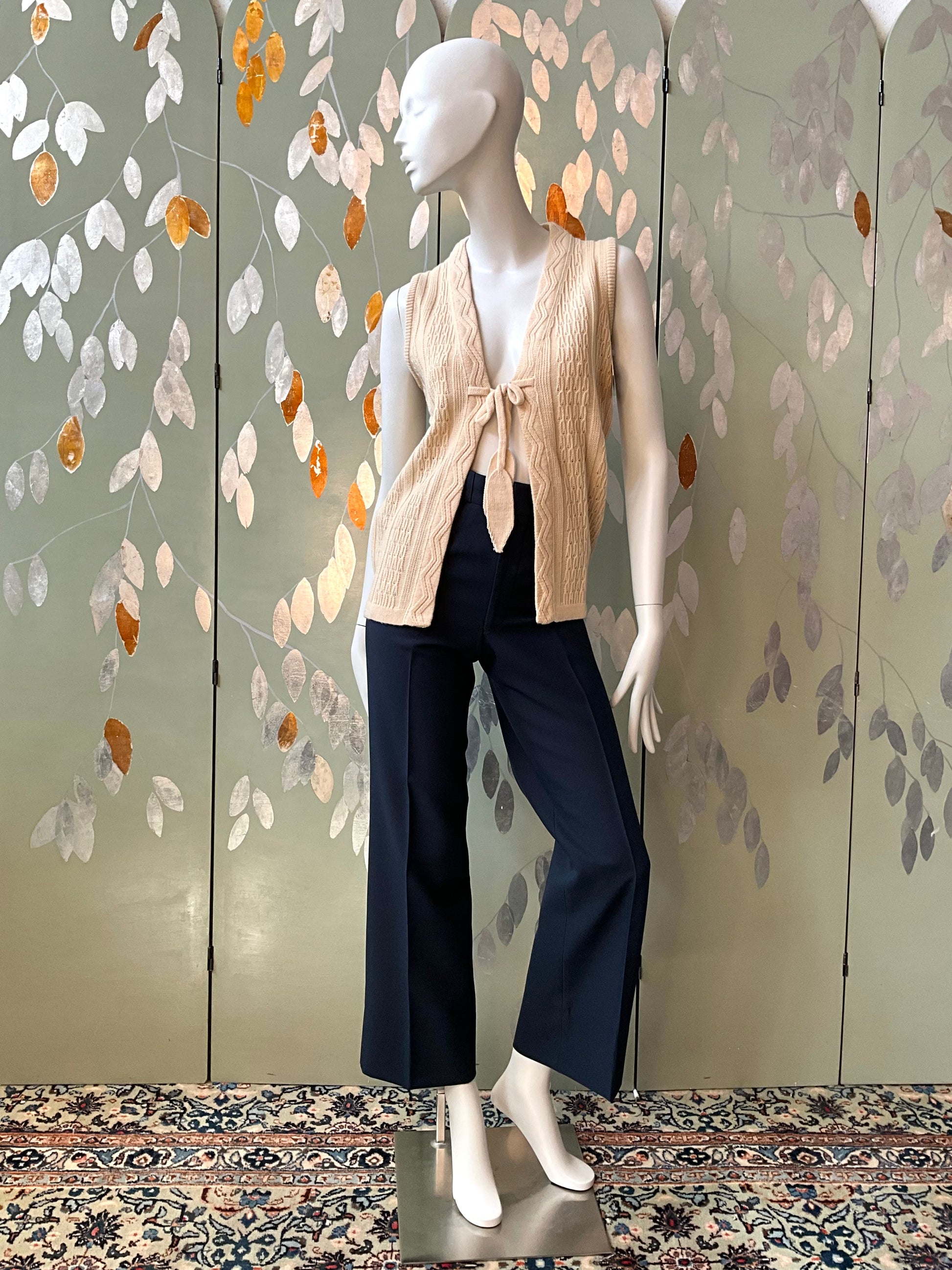 Vintage 1970s Navy High Waist Straight Leg Uniform Style Pants, W26