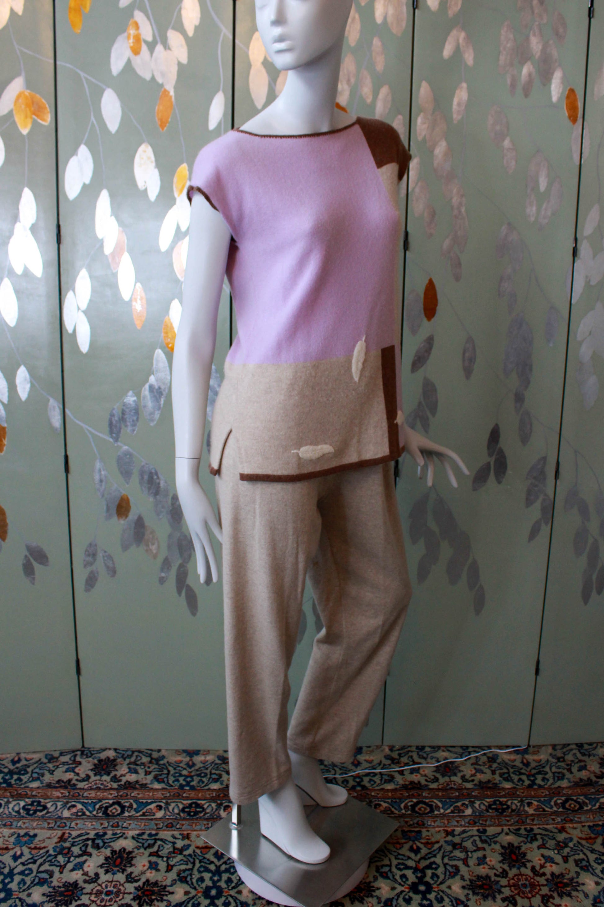 Vintage 1980s Neimann Marcus Cashmere Top and Pants Set, Large