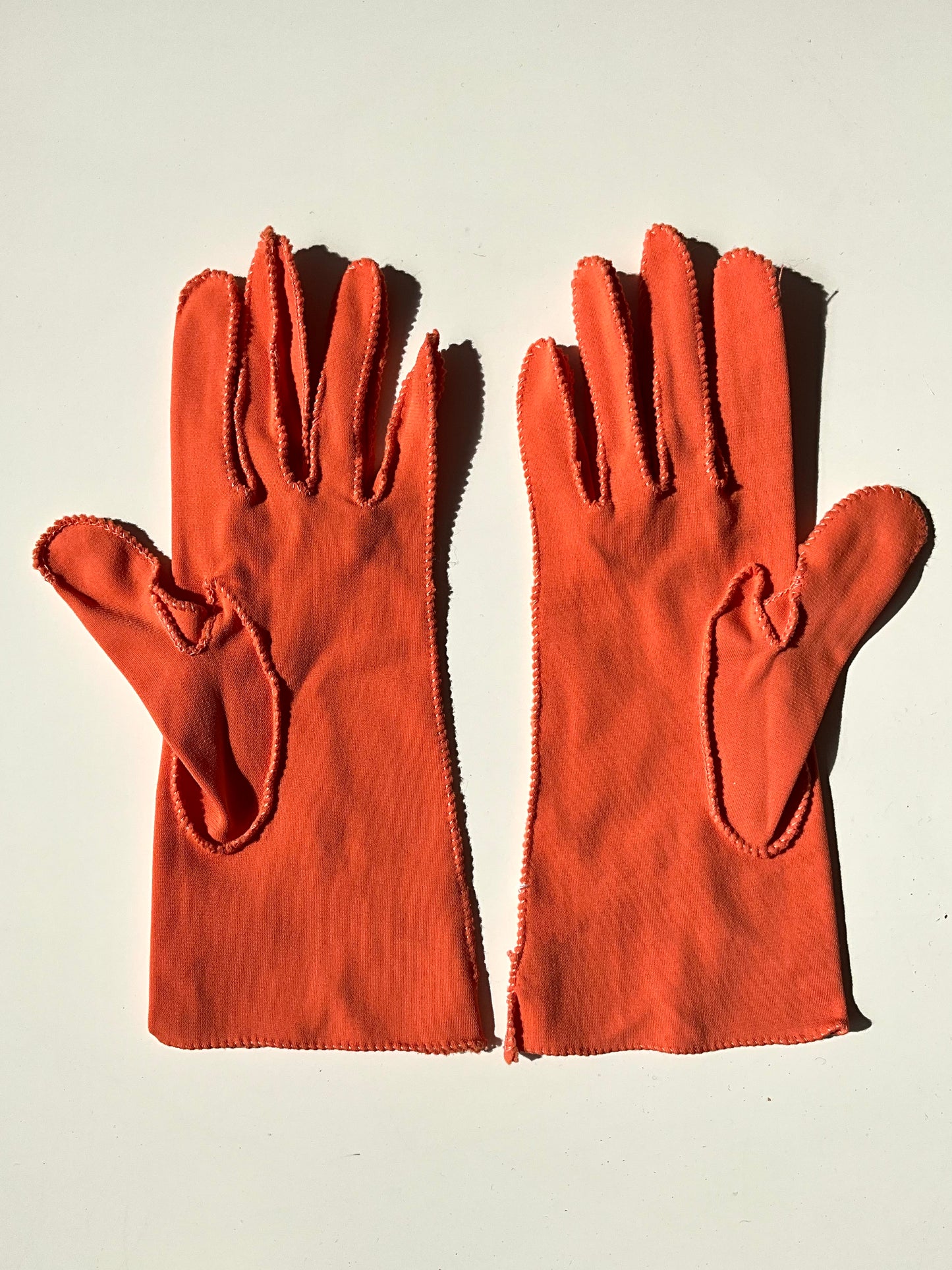 Vintage 1950s Clementine Orange Gloves, Size 6.5