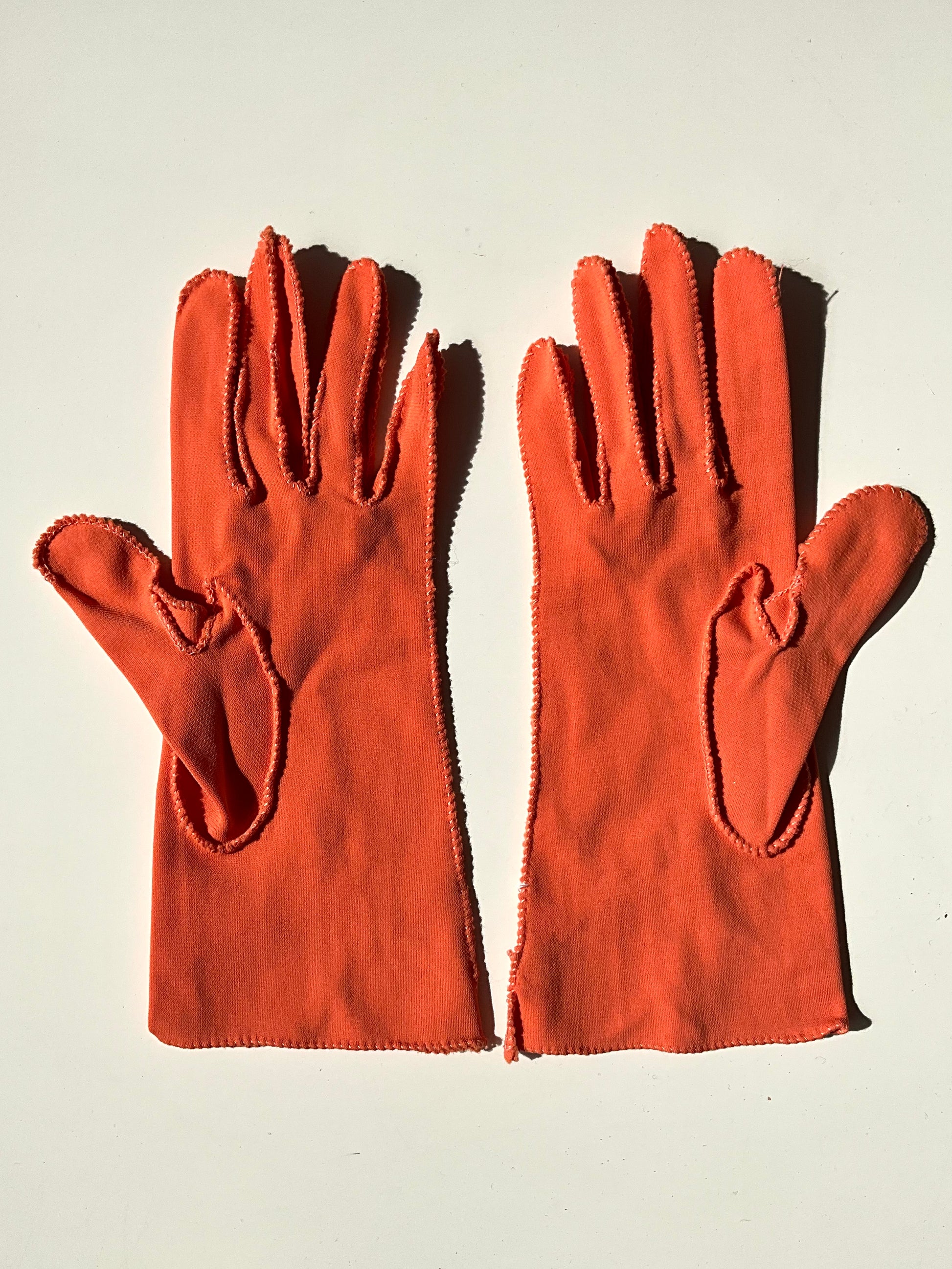 Vintage 1950s Clementine Orange Gloves, Size 6.5